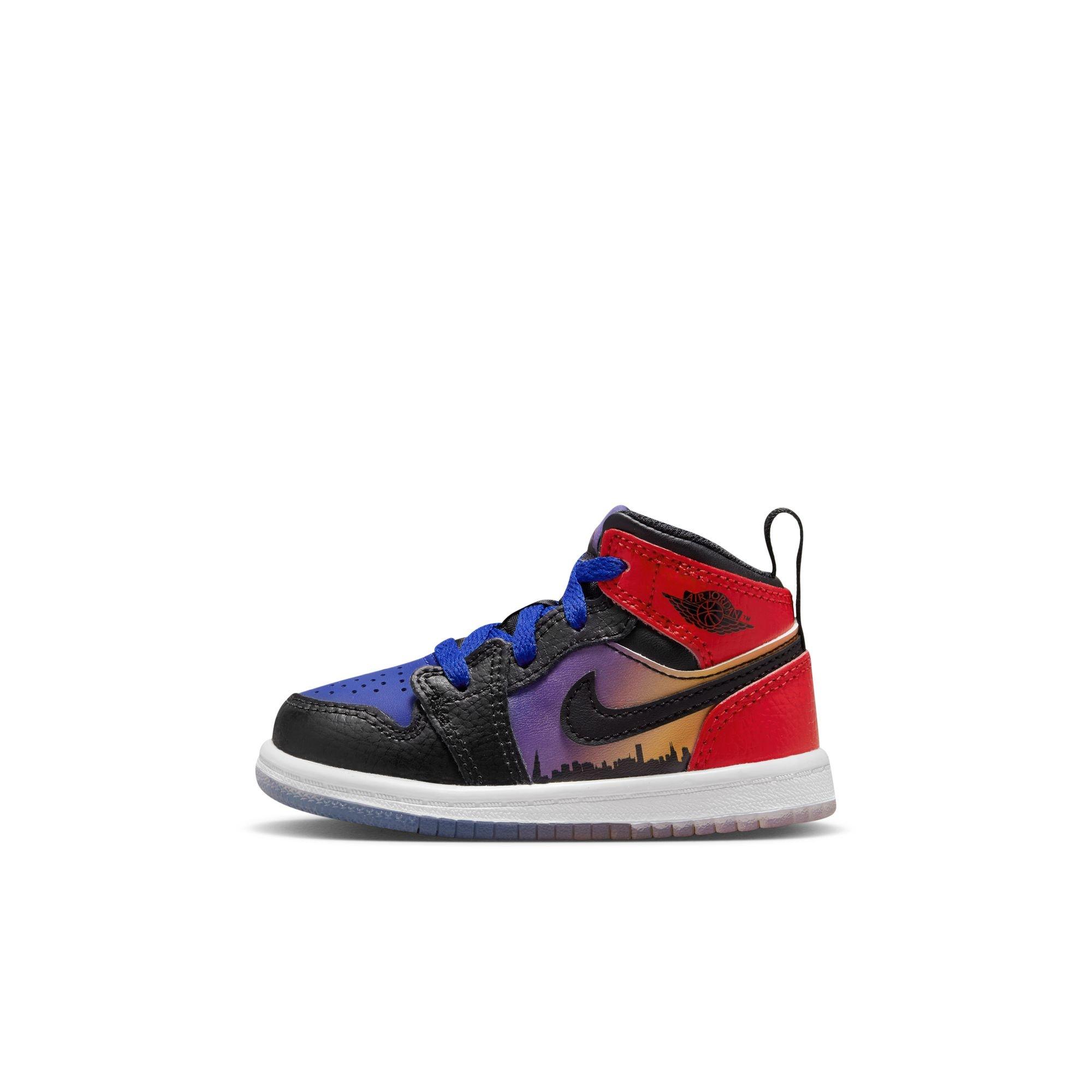 Jordan 1 Mid SS "Skyline" Toddler Kids' Shoe - Purple/Black/Red Thumbnail View 7