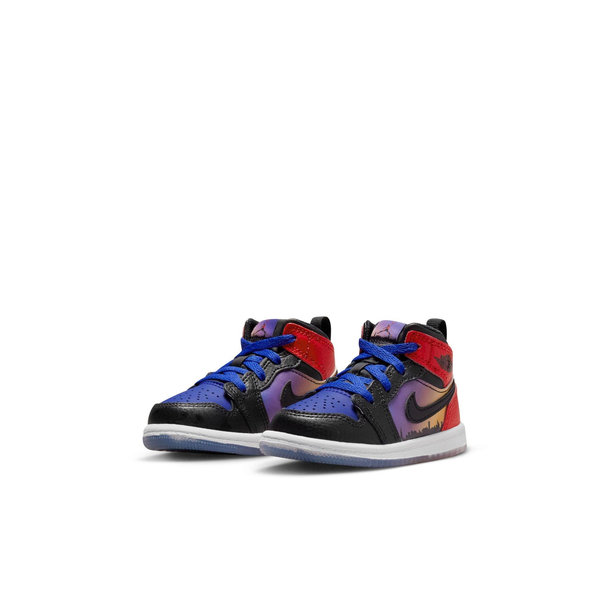 Jordan 1 Mid SS "Skyline" Toddler Kids' Shoe - Purple/Black/Red Thumbnail View 3
