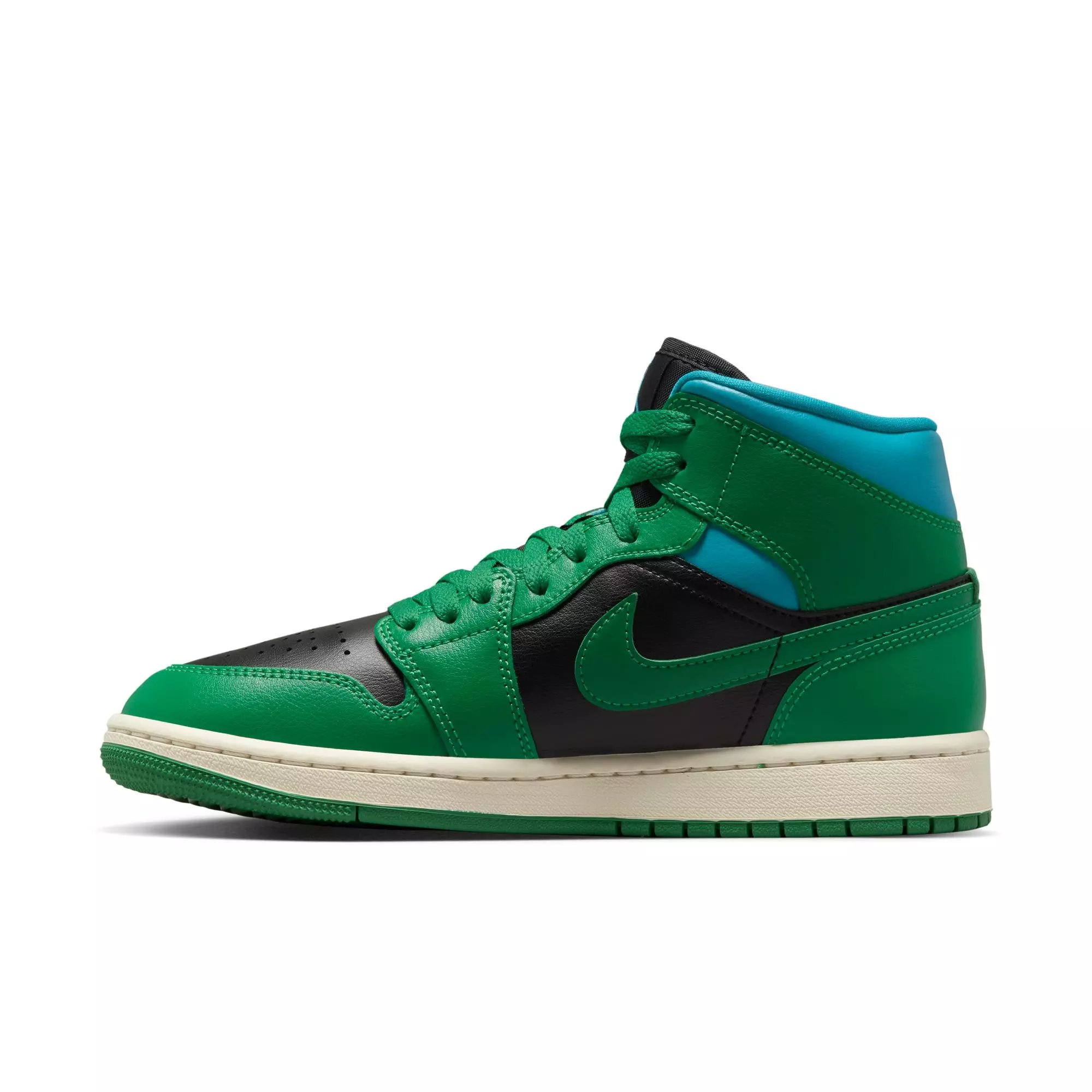 Jordan Air 1 Mid "Lucky Green/Black/Aquatone" Women's Shoe - GREEN/BLACK