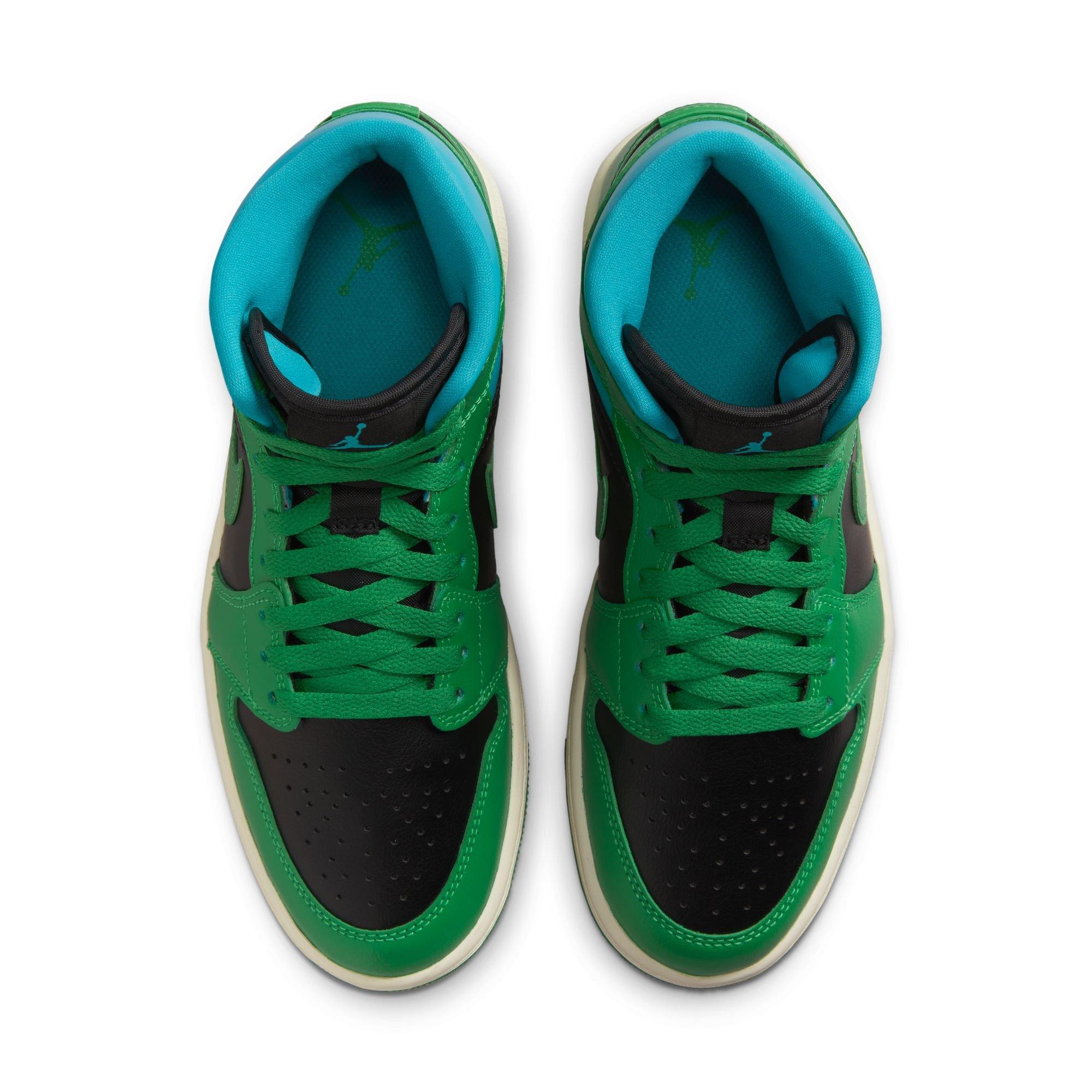 Jordan Air 1 Mid "Lucky Green/Black/Aquatone" Women's Shoe - GREEN/BLACK Thumbnail View 7