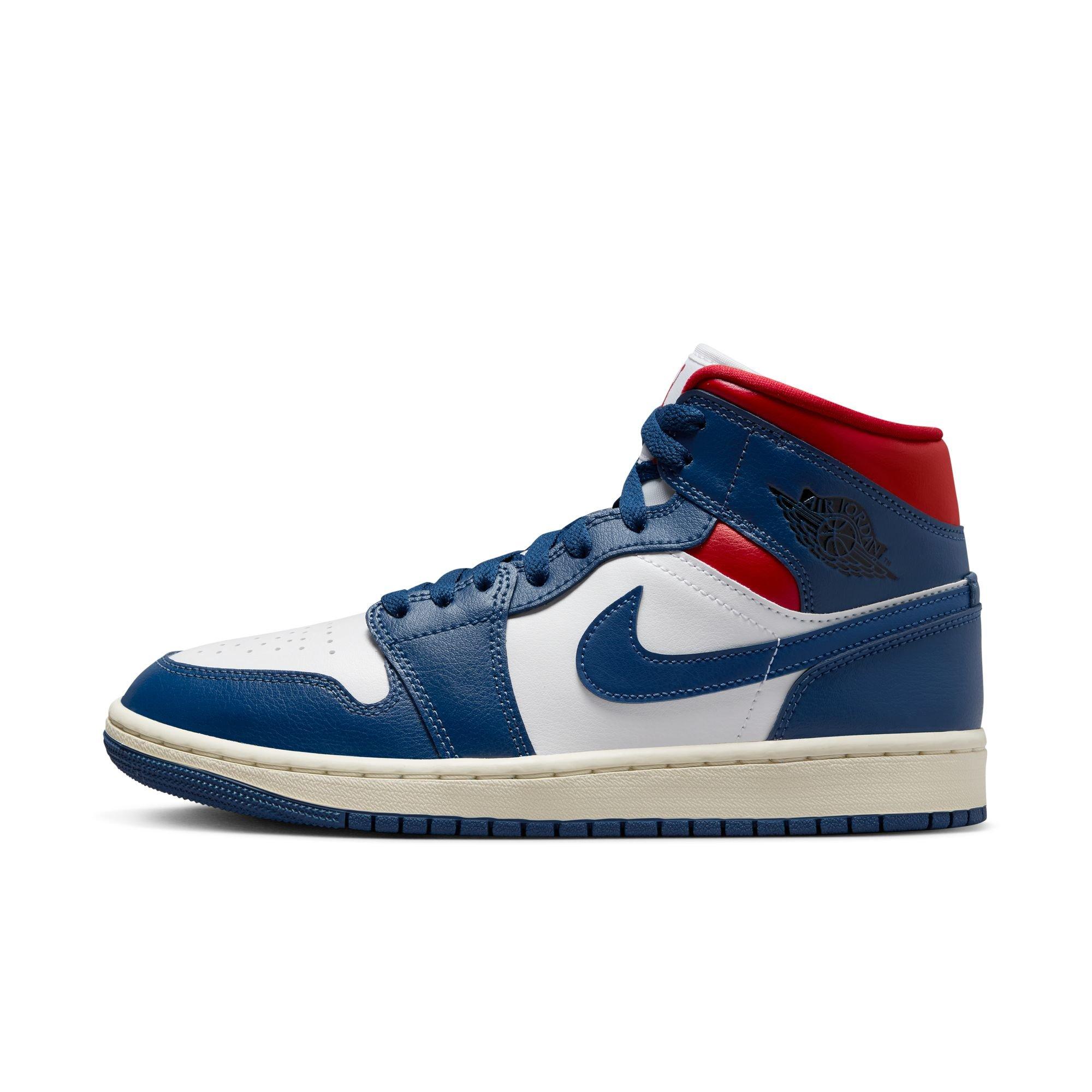 Air Jordan 1 Mid White French Blue Gym Red (W) Raffles and Release Date