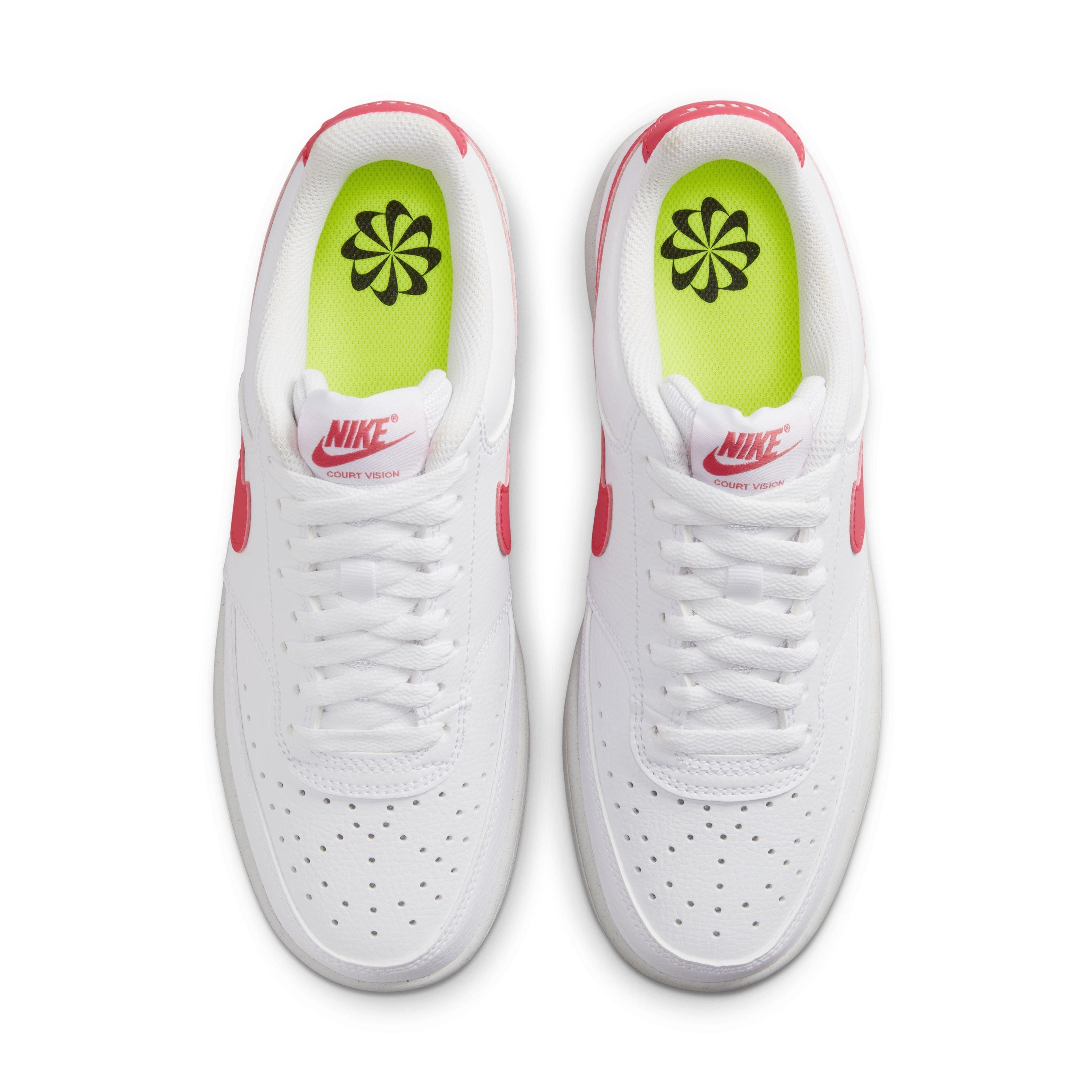 Nike Court Vision Low "White/Volt/Black/Sea Coral" Women's Shoe - WHITE/PINK Thumbnail View 4