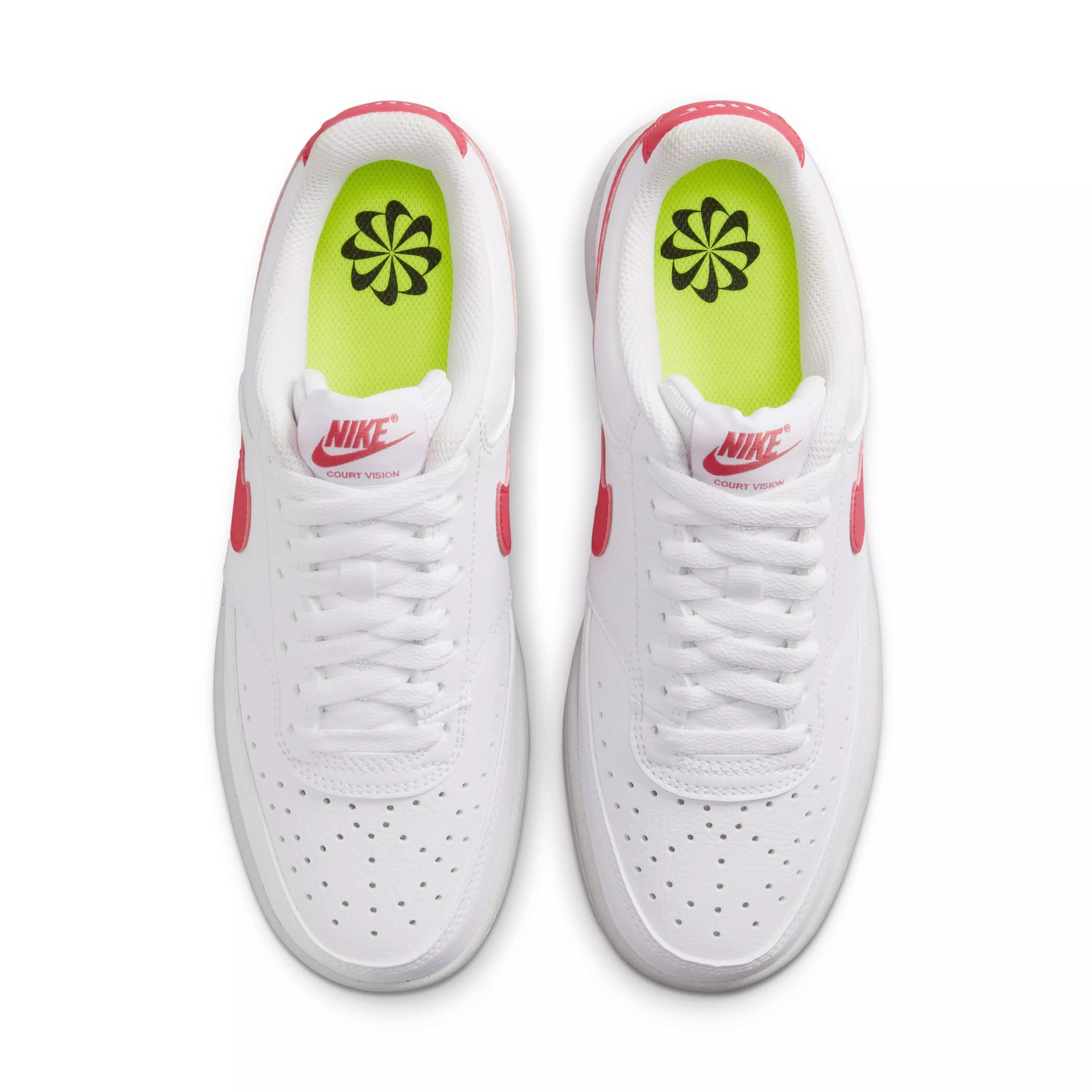 Nike Court Vision Low "White/Volt/Black/Sea Coral" Women's Shoe - WHITE/PINK