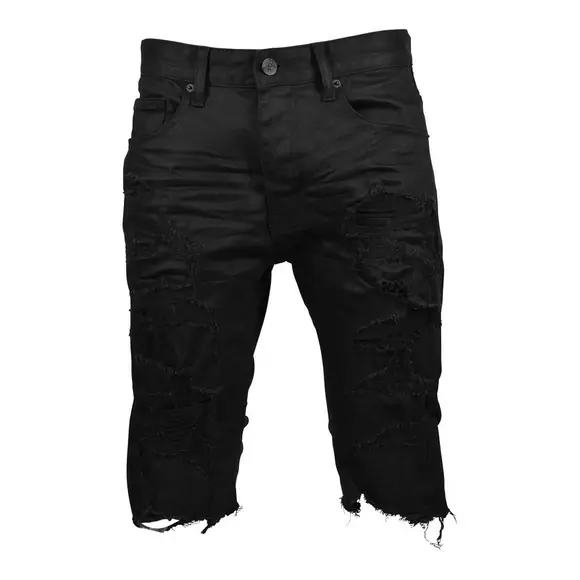 Grindhouse Men's Heavy Rip N Repair Black Wash Slim Fit Shorts ...
