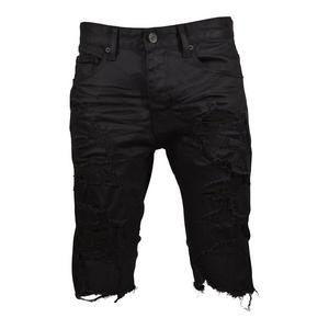 Grindhouse Men's Heavy Rip N Repair Black Wash Slim Fit Shorts - BLACK