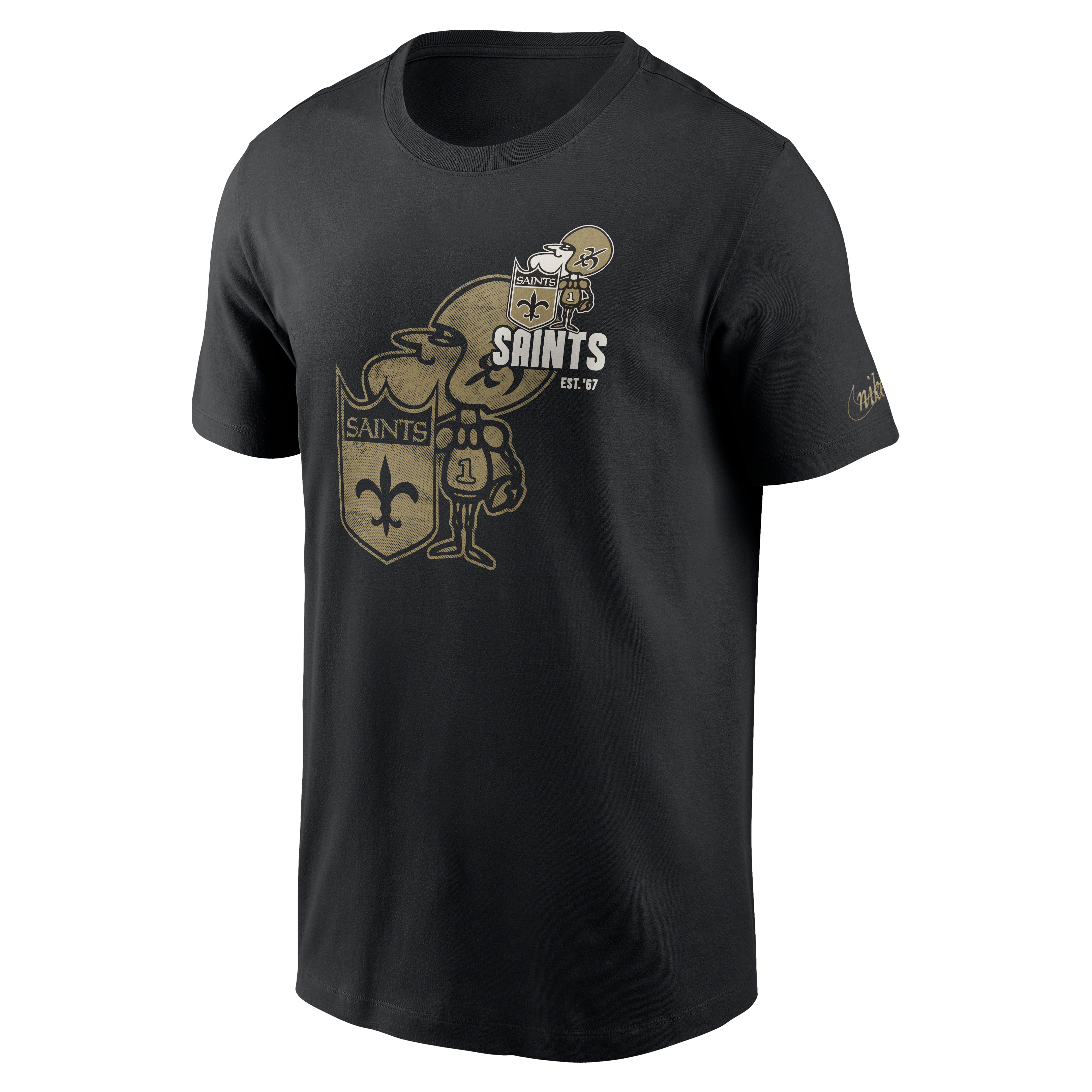 Nike Men's New Orleans Saints Stack Short Sleeve Top - BLACK Thumbnail View 1