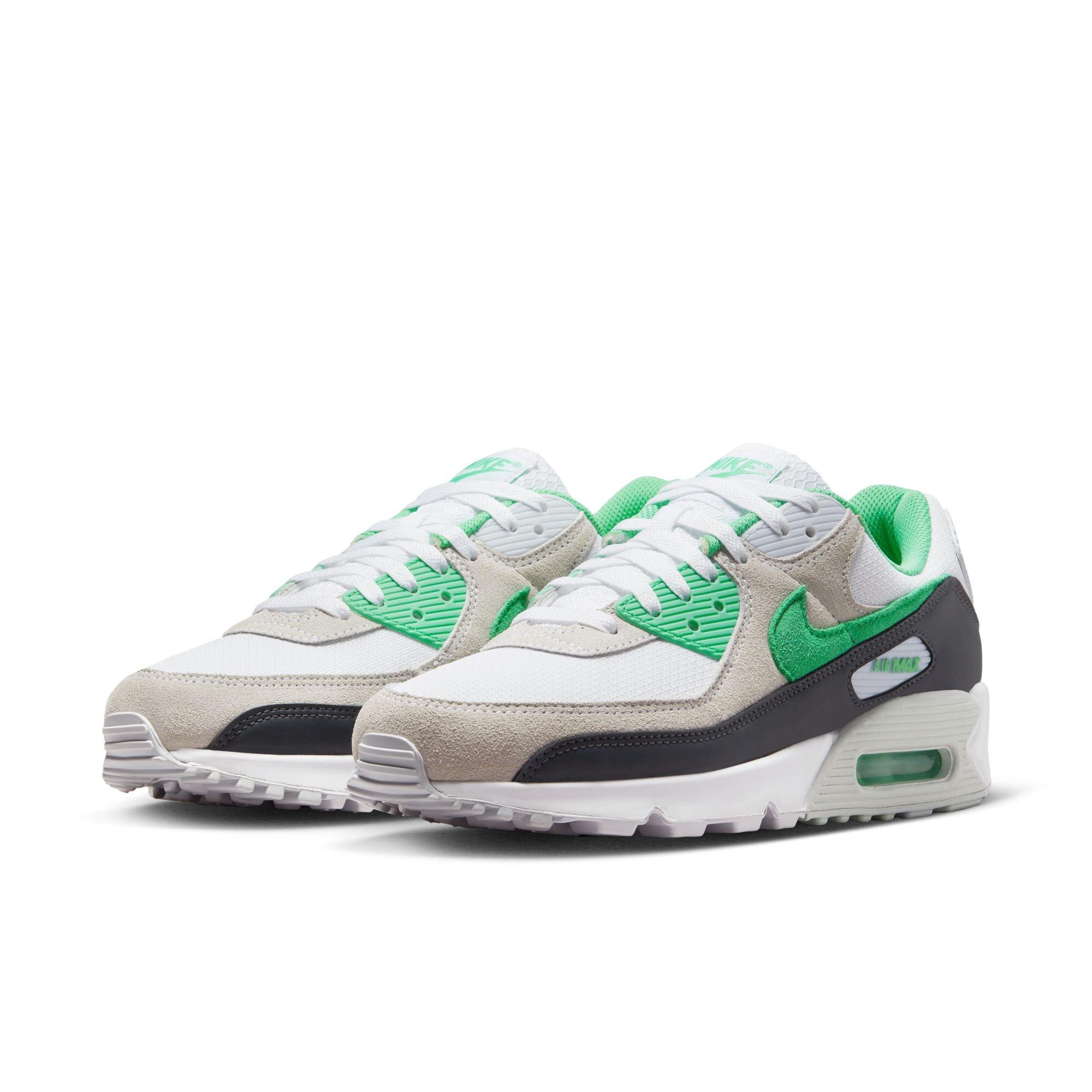 NIKE AIR MAX 90 'WHITE/SPRING GREEN-ANTHRACITE' ₹10,795, UK 7-11 Lace up  and feel the legacy. Produced at the intersection of art…