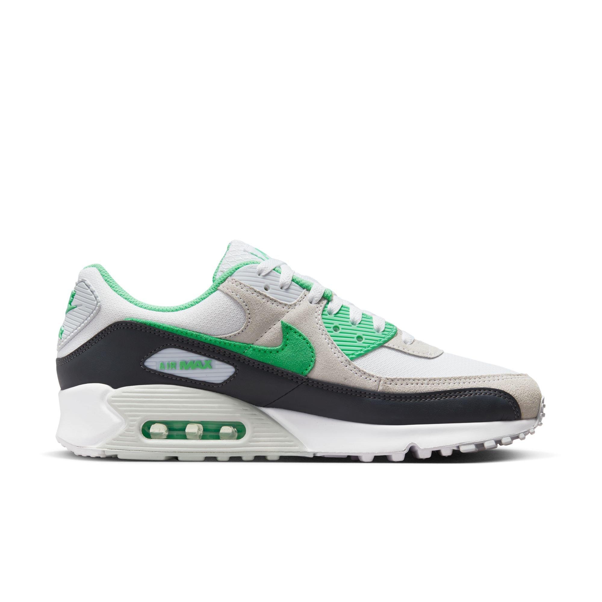 NIKE AIR MAX 90 'WHITE/SPRING GREEN-ANTHRACITE' ₹10,795, UK 7-11 Lace up  and feel the legacy. Produced at the intersection of art…