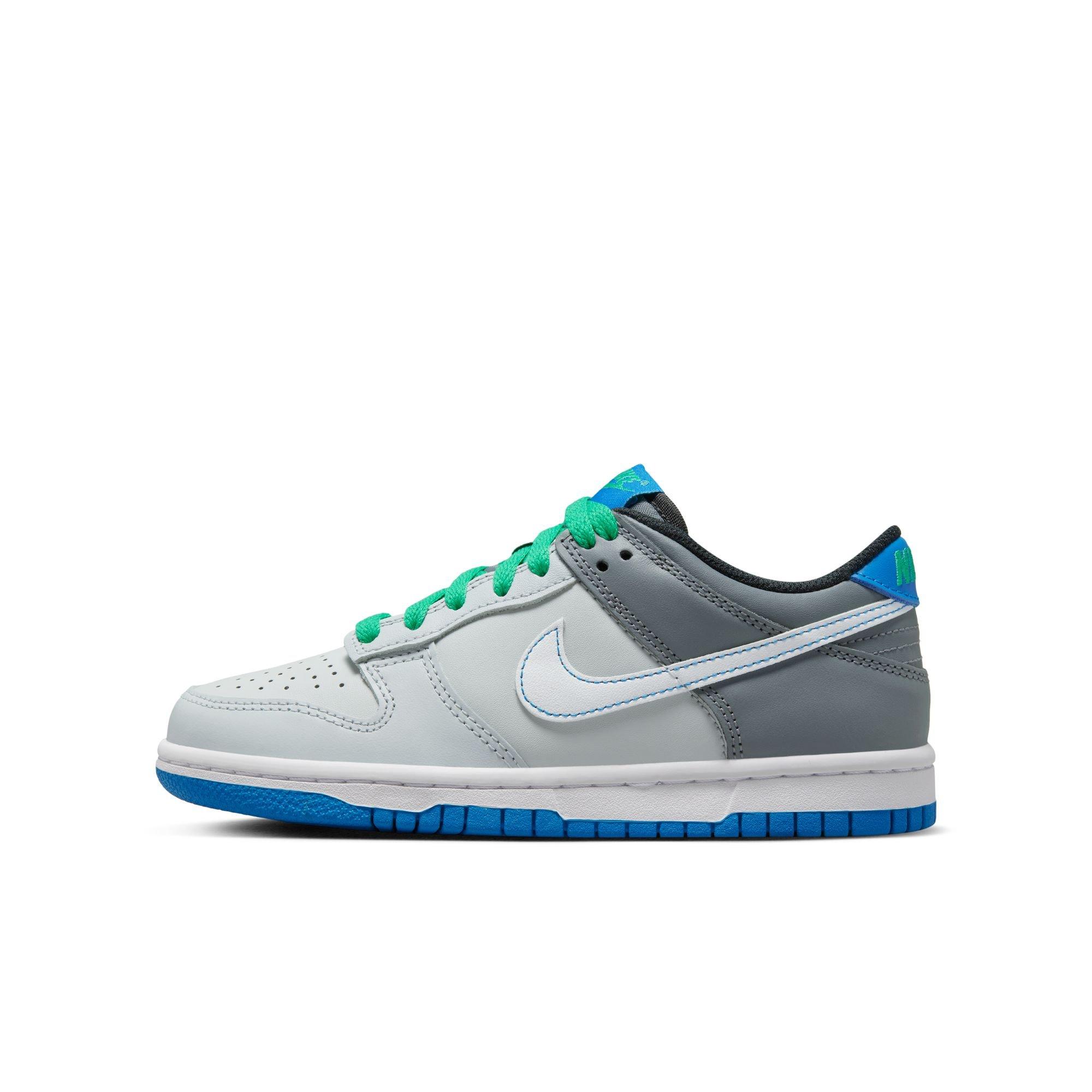 Nike Dunk Low "Pure Platinum/White/Cool Grey" Grade School Boys' Shoe - GREY/BLUE Thumbnail View 9
