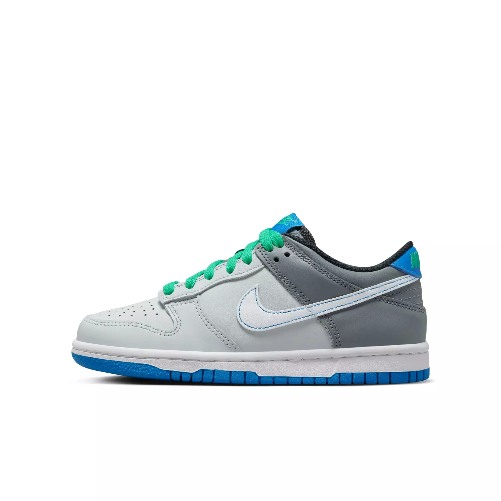 Nike Dunk Low "Pure Platinum/White/Cool Grey" Grade School Boys' Shoe - GREY/BLUE