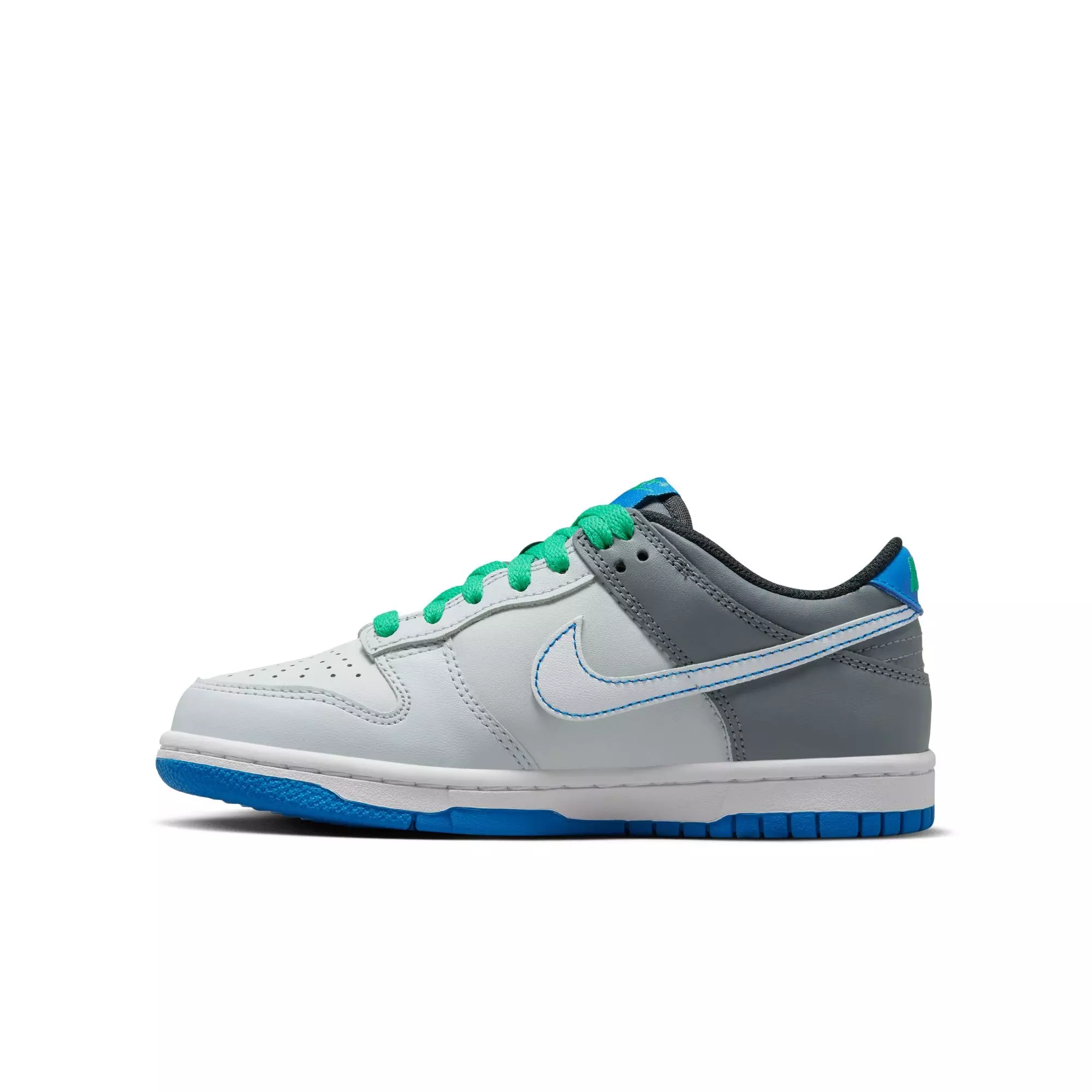 Nike Dunk Low "Pure Platinum/White/Cool Grey" Grade School Boys' Shoe - GREY/BLUE