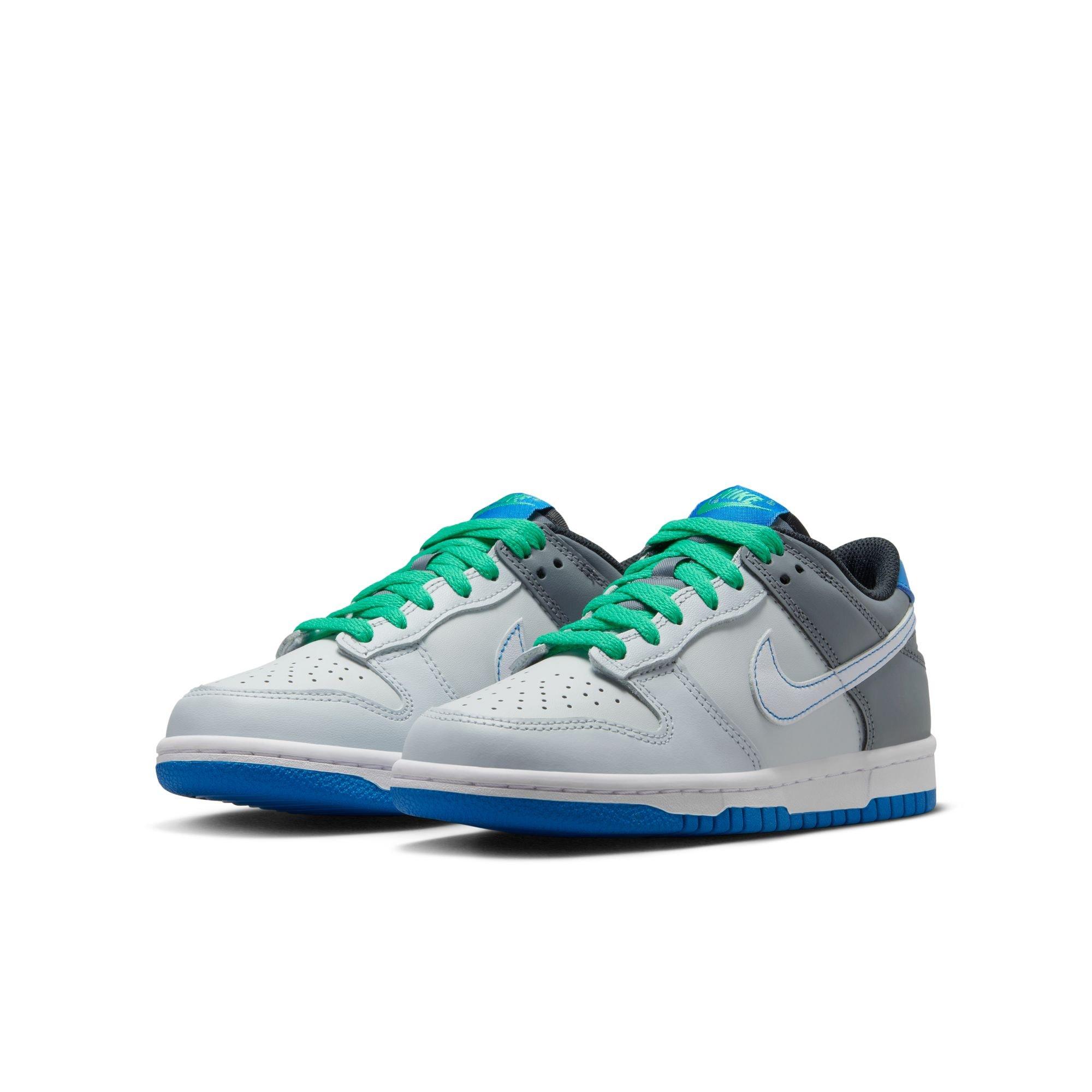 Nike Dunk Low "Pure Platinum/White/Cool Grey" Grade School Boys' Shoe - GREY/BLUE Thumbnail View 3