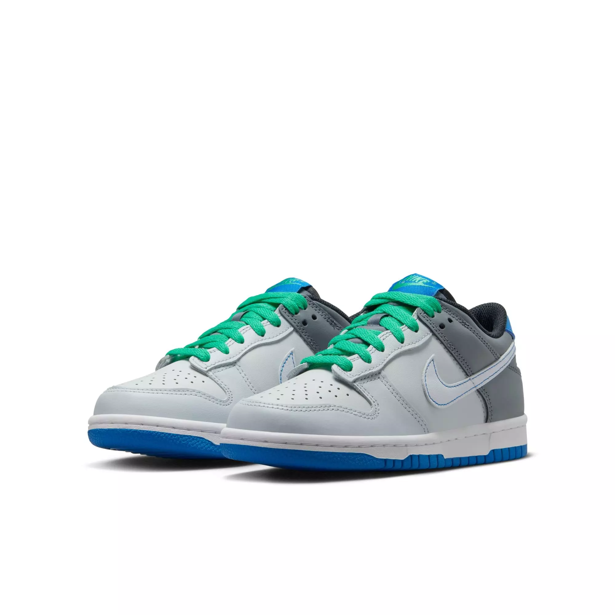 Nike Dunk Low "Pure Platinum/White/Cool Grey" Grade School Boys' Shoe - GREY/BLUE