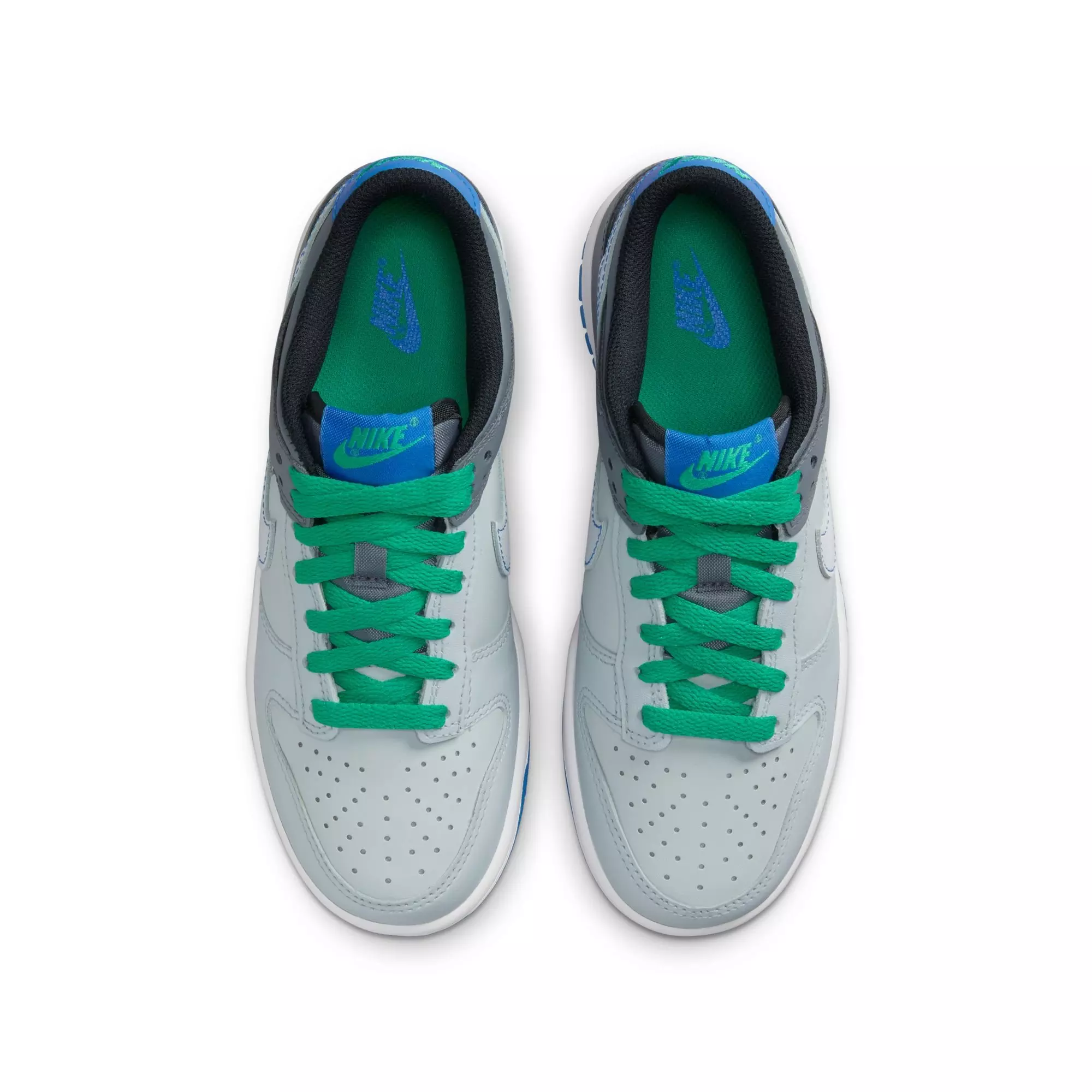 Nike Dunk Low "Pure Platinum/White/Cool Grey" Grade School Boys' Shoe - GREY/BLUE