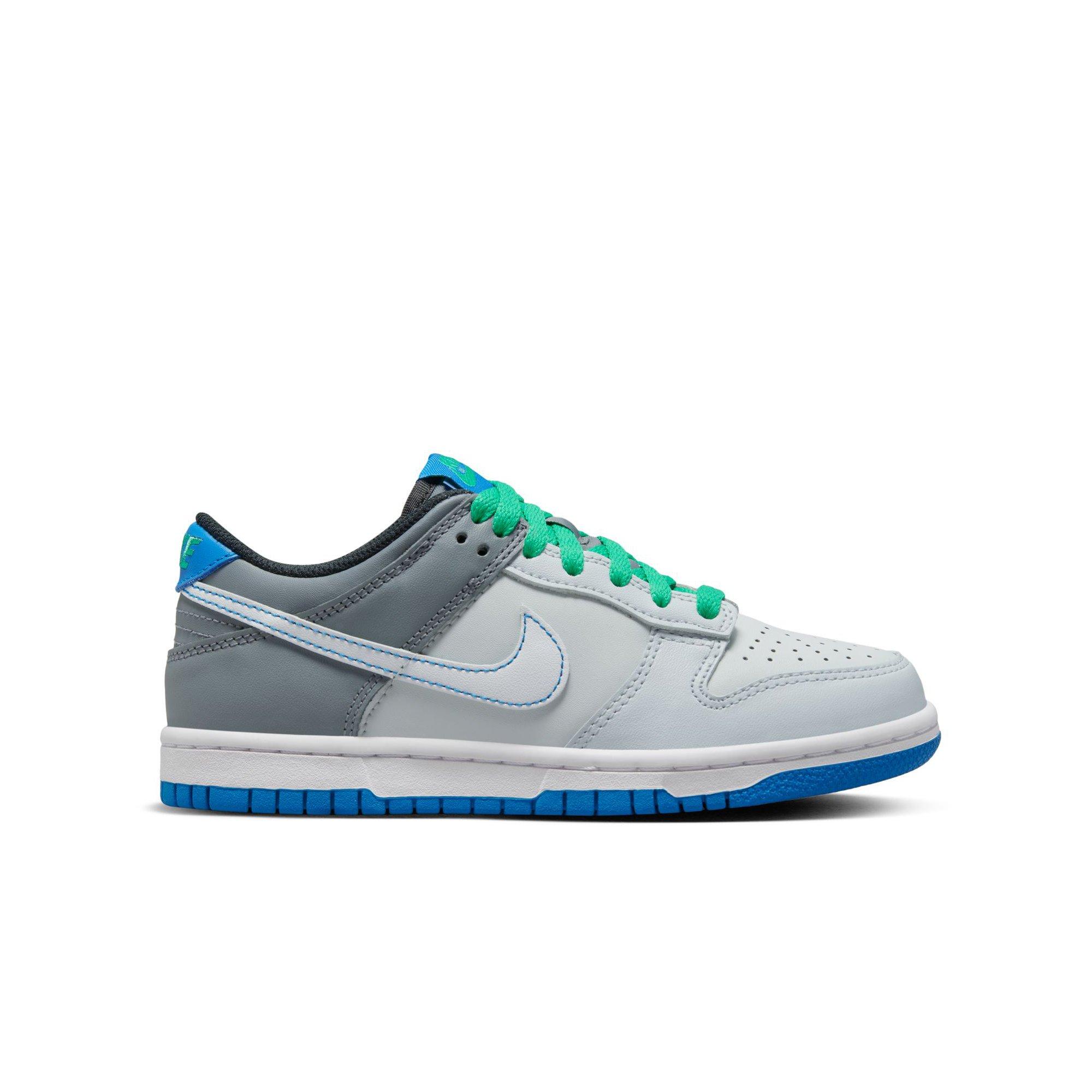 Nike Dunk Low "Pure Platinum/White/Cool Grey" Grade School Boys' Shoe - GREY/BLUE Thumbnail View 1