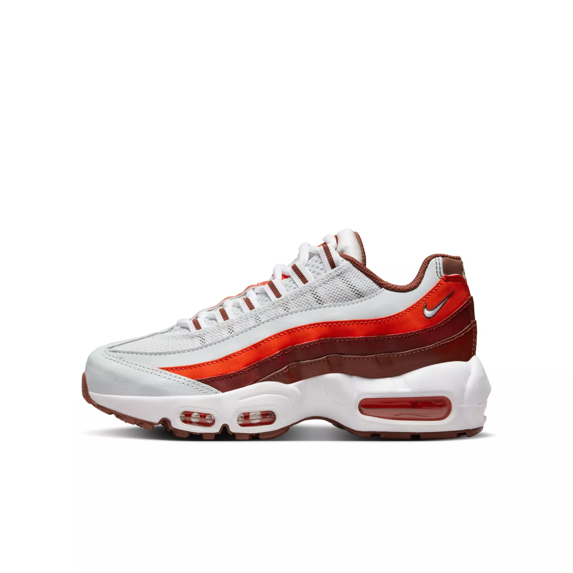 Nike Air Max 95 Recraft "Photon Dust/White/Dark Pony/Picante Red" Grade School Boys' Shoe - WHITE/RED