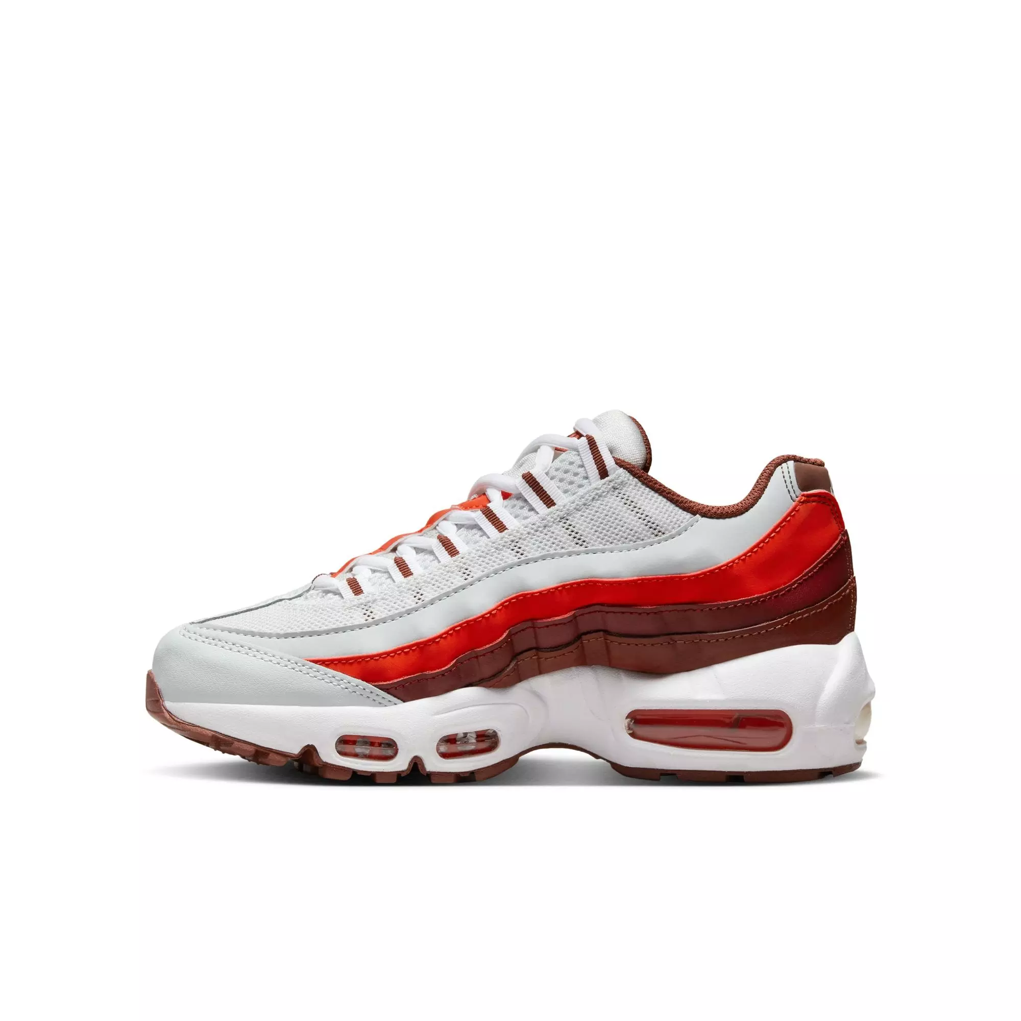 Nike Air Max 95 Recraft "Photon Dust/White/Dark Pony/Picante Red" Grade School Boys' Shoe - WHITE/RED
