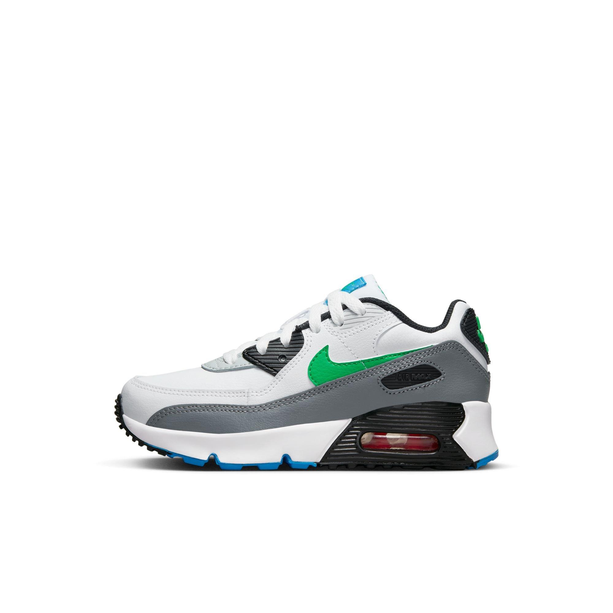 Nike Air Max 90 LTR "White/Stadium Green/Pure Platinum" Grade School Boys' Shoe - WHITE/SILVER Thumbnail View 3