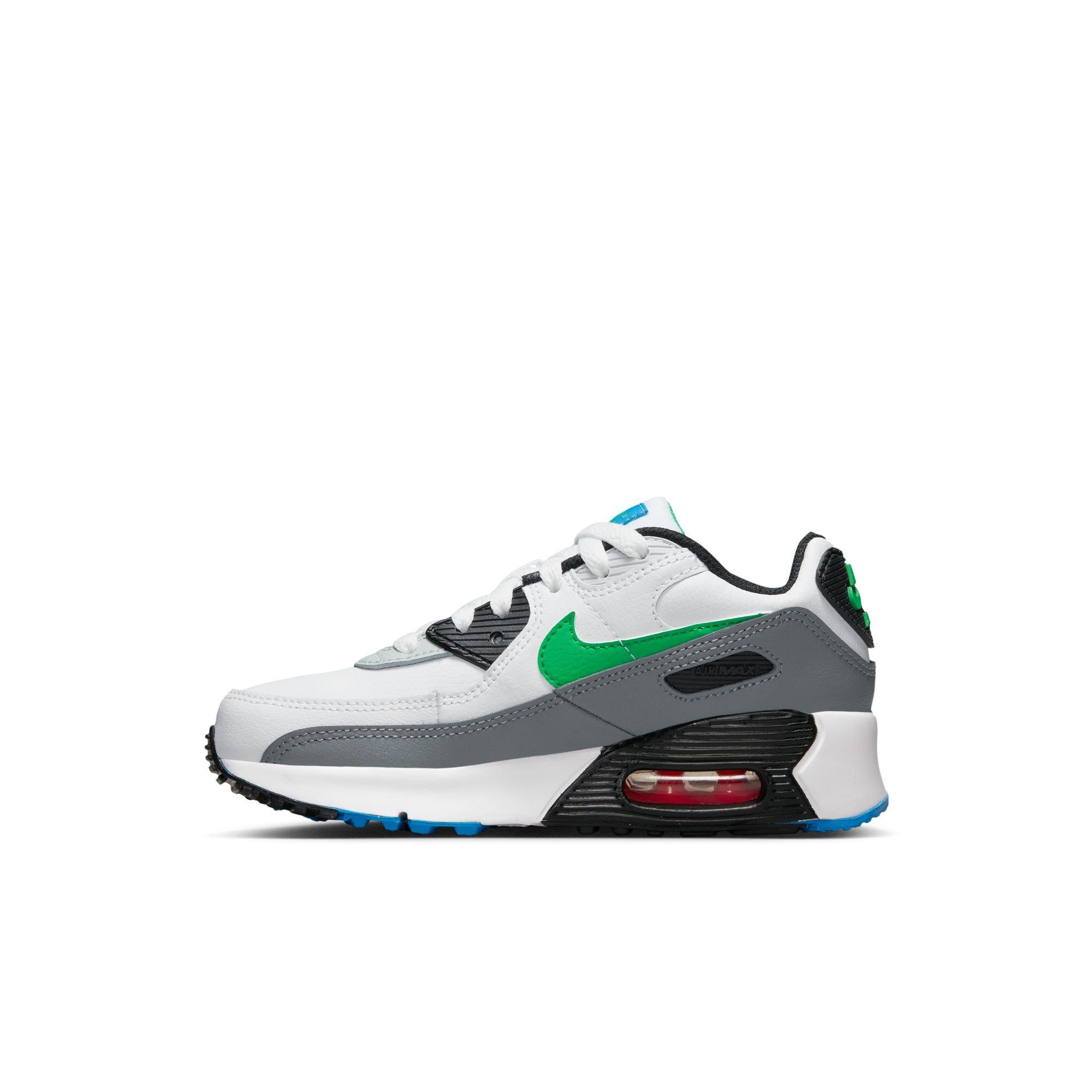 Nike Air Max 90 LTR "White/Stadium Green/Pure Platinum" Grade School Boys' Shoe - WHITE/SILVER Thumbnail View 4