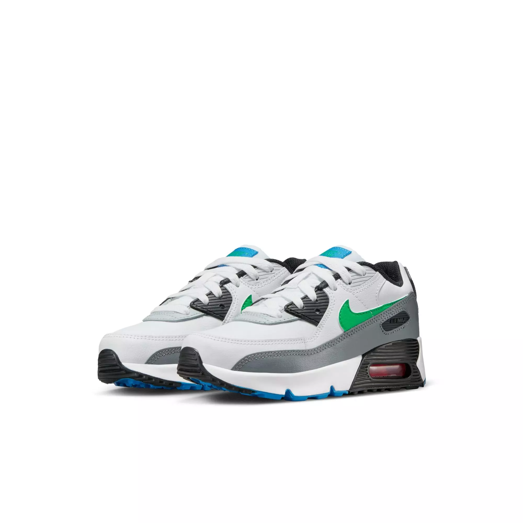 Nike Air Max 90 LTR "White/Stadium Green/Pure Platinum" Grade School Boys' Shoe - WHITE/SILVER