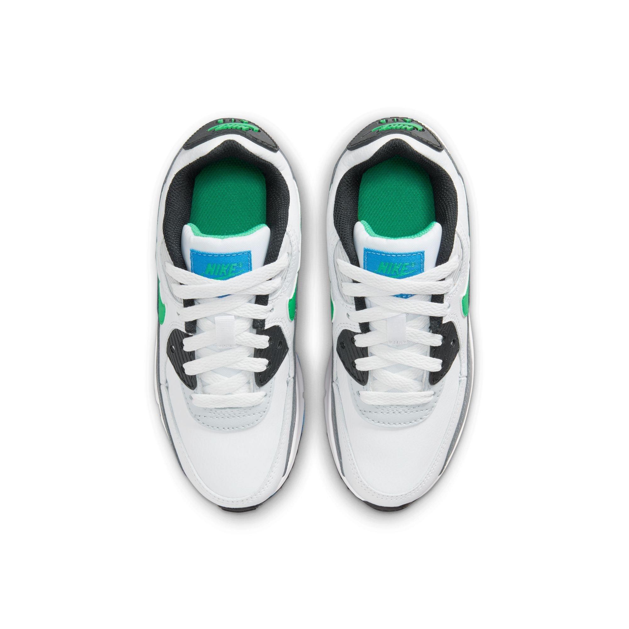 Nike Air Max 90 LTR "White/Stadium Green/Pure Platinum" Grade School Boys' Shoe - WHITE/SILVER Thumbnail View 7