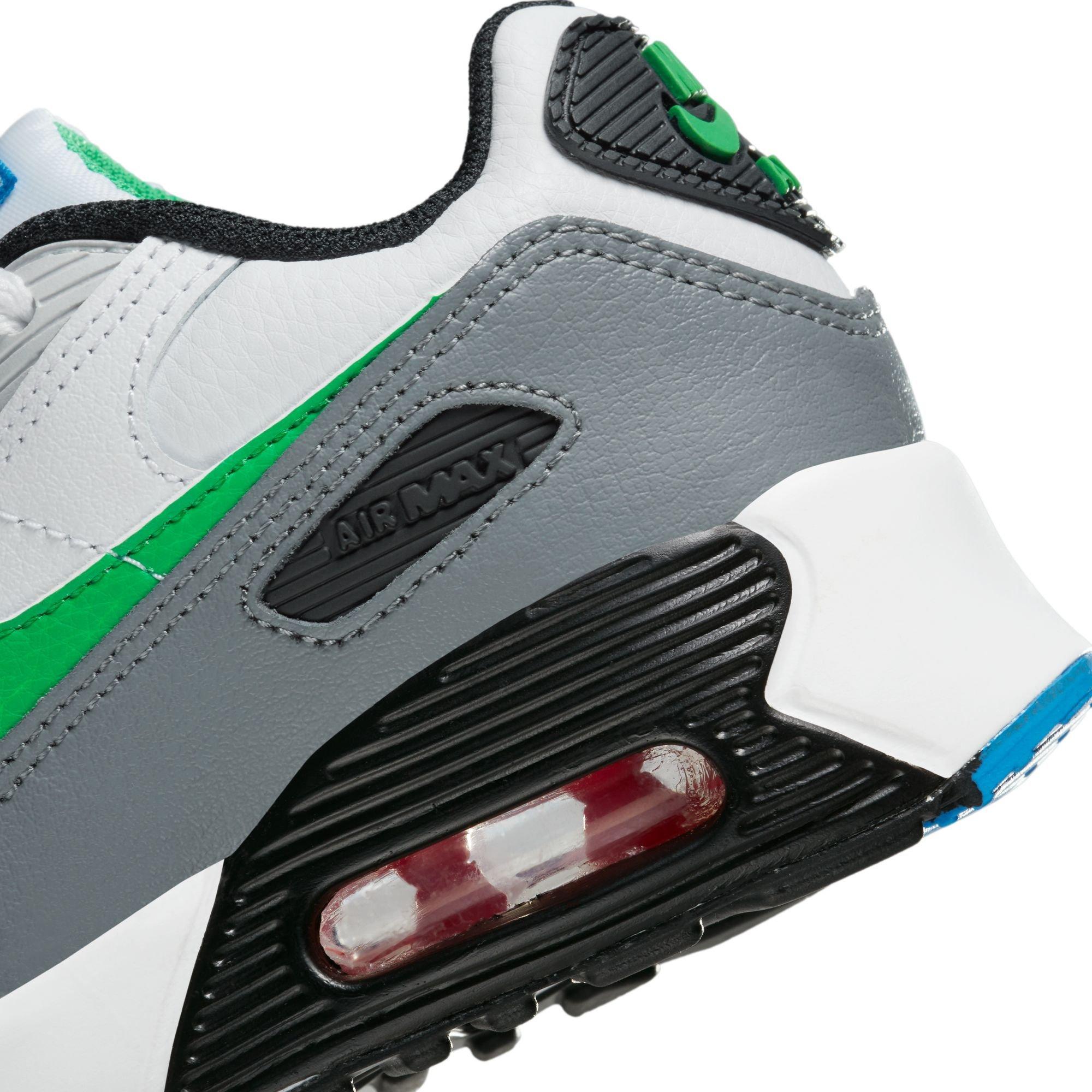 Nike Air Max 90 LTR "White/Stadium Green/Pure Platinum" Grade School Boys' Shoe - WHITE/SILVER Thumbnail View 10