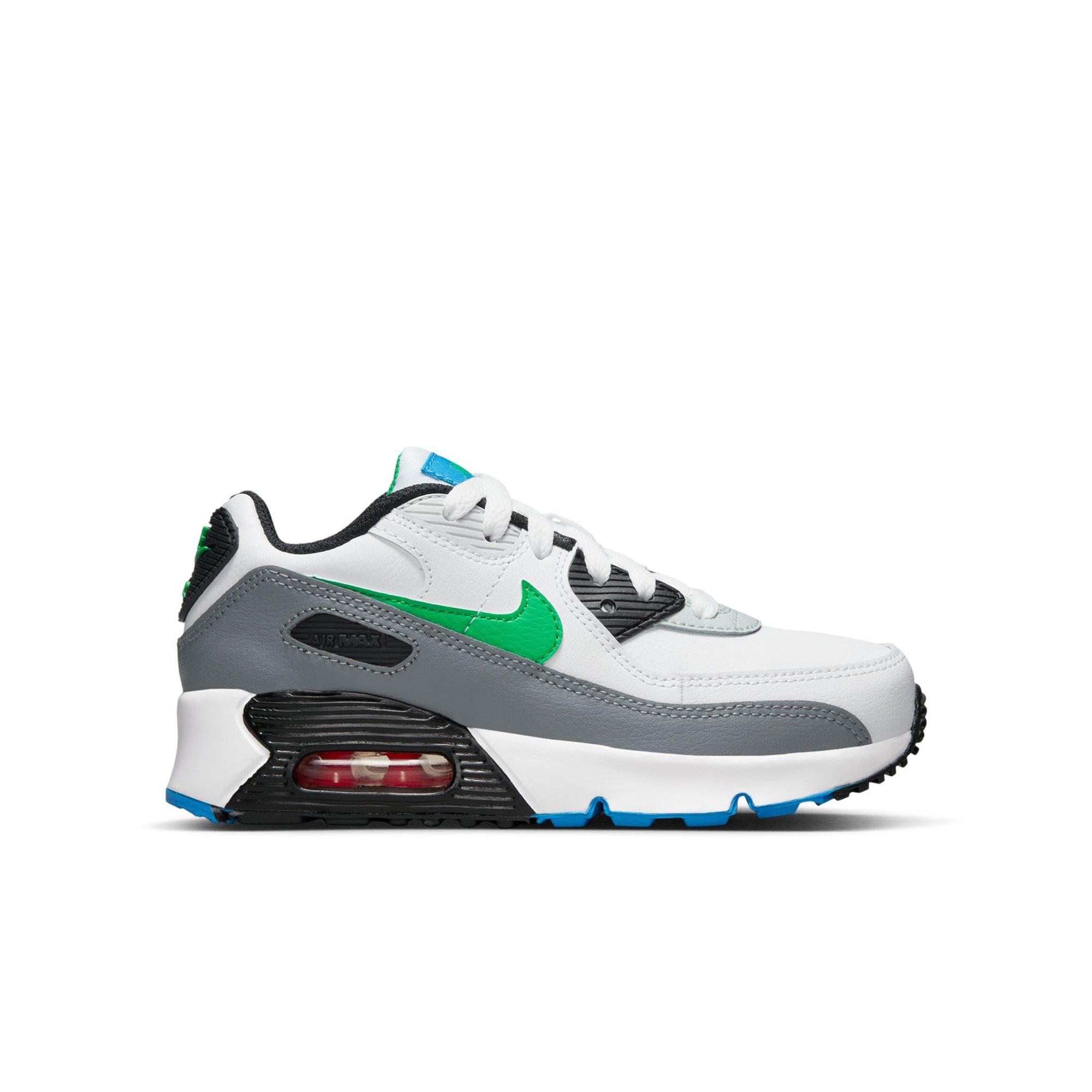 Nike Air Max 90 LTR "White/Stadium Green/Pure Platinum" Grade School Boys' Shoe - WHITE/SILVER Thumbnail View 1