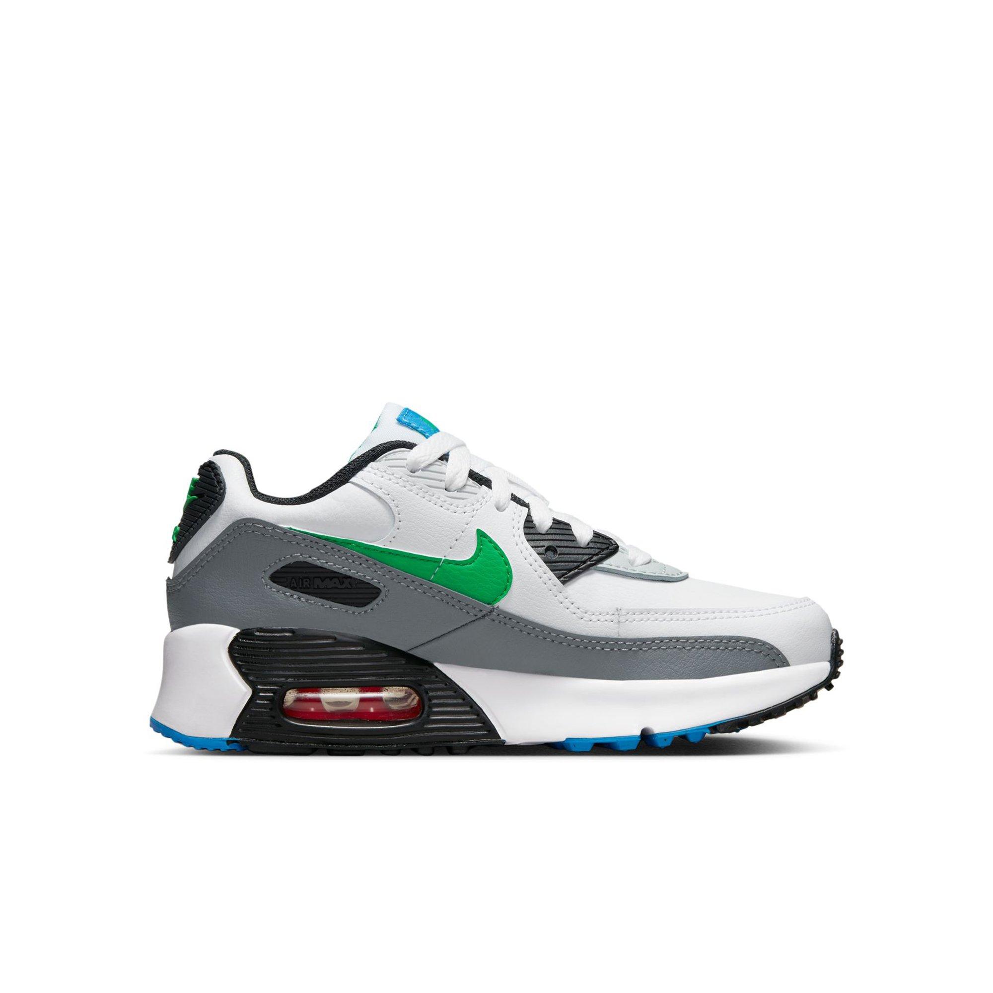 Nike Air Max 90 LTR "White/Stadium Green/Pure Platinum" Grade School Boys' Shoe - WHITE/SILVER Thumbnail View 2