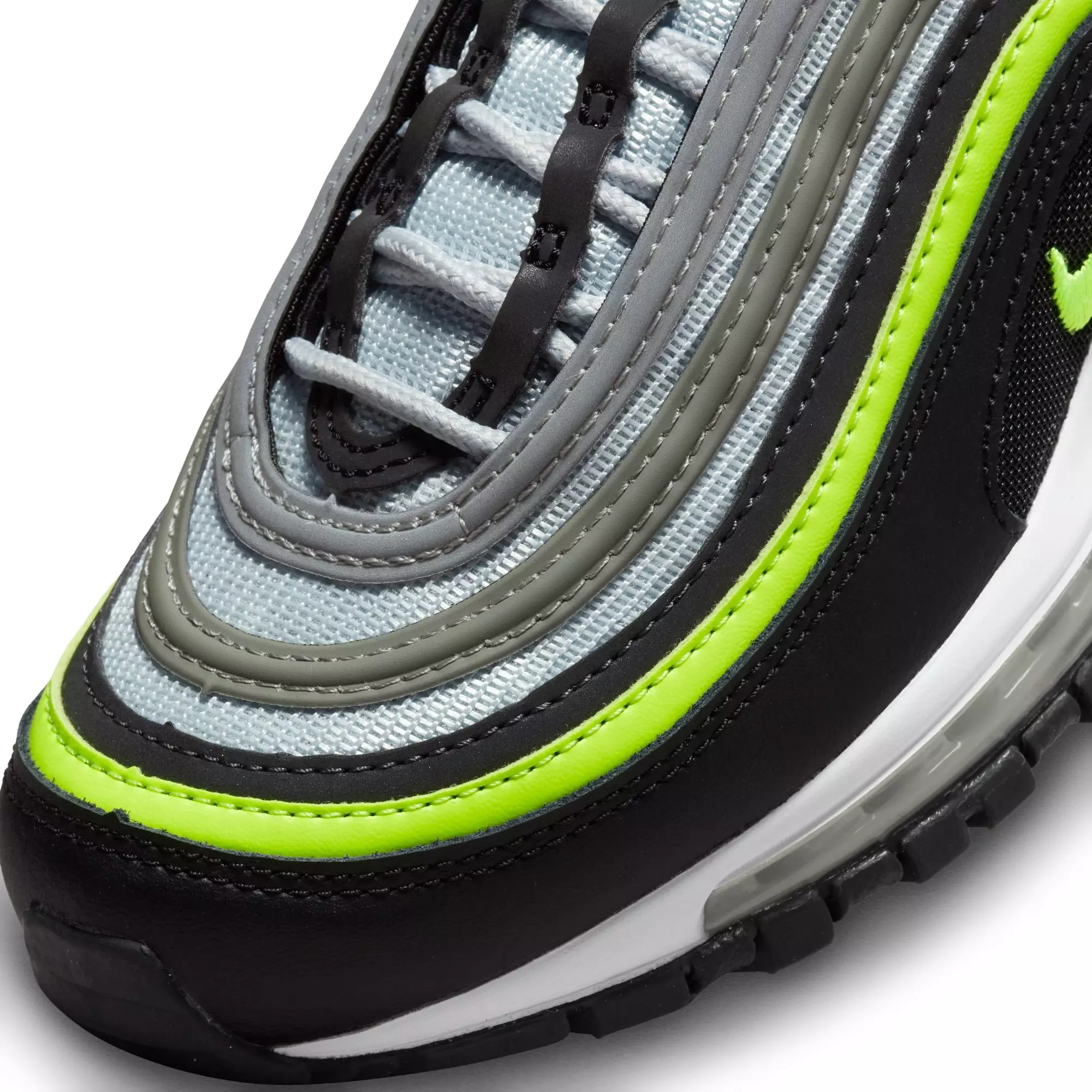Nike Air Max 97 "Pure Platinum/Volt/Black/White" Grade School Boys' Shoe - BLACK/VOLT