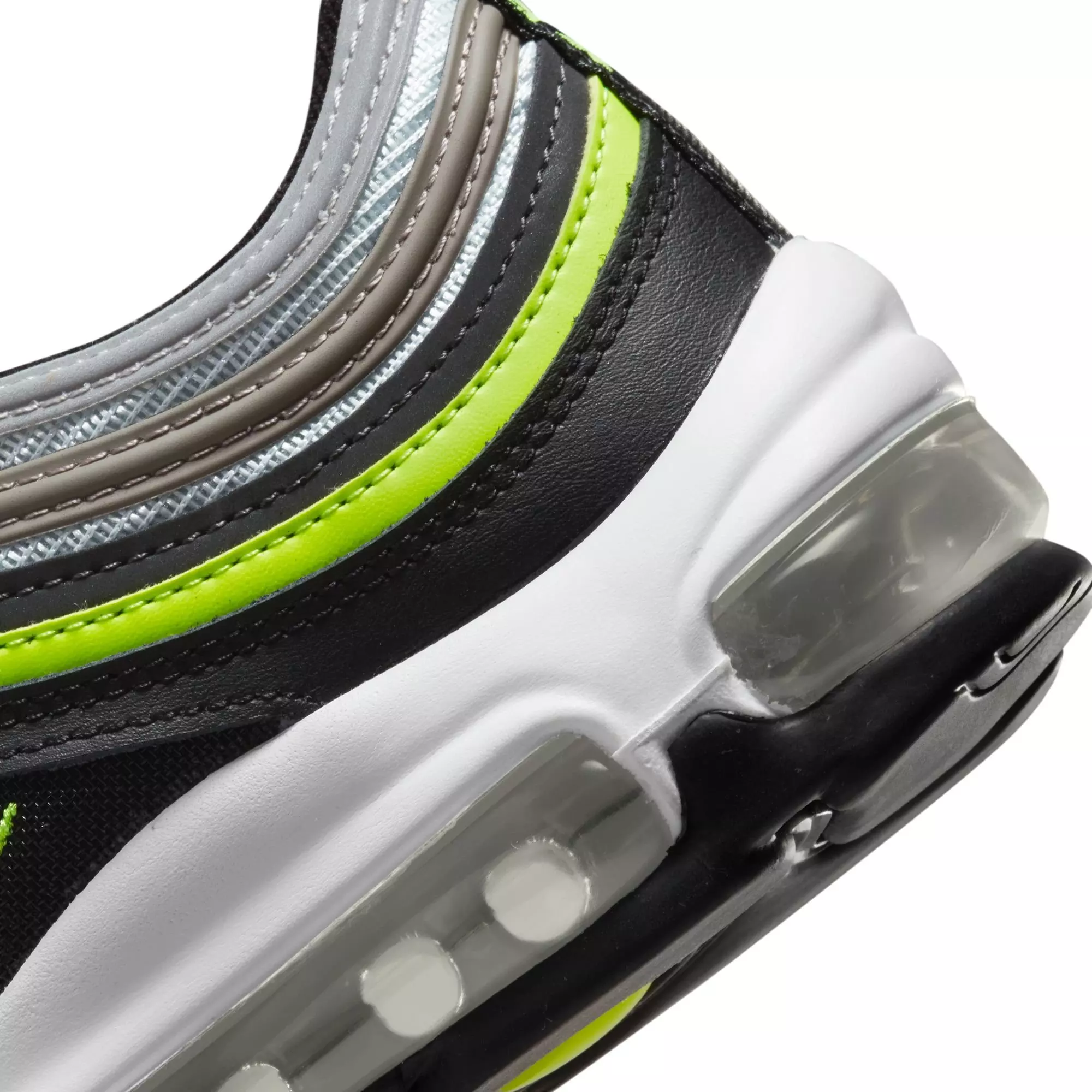 Nike Air Max 97 "Pure Platinum/Volt/Black/White" Grade School Boys' Shoe - BLACK/VOLT