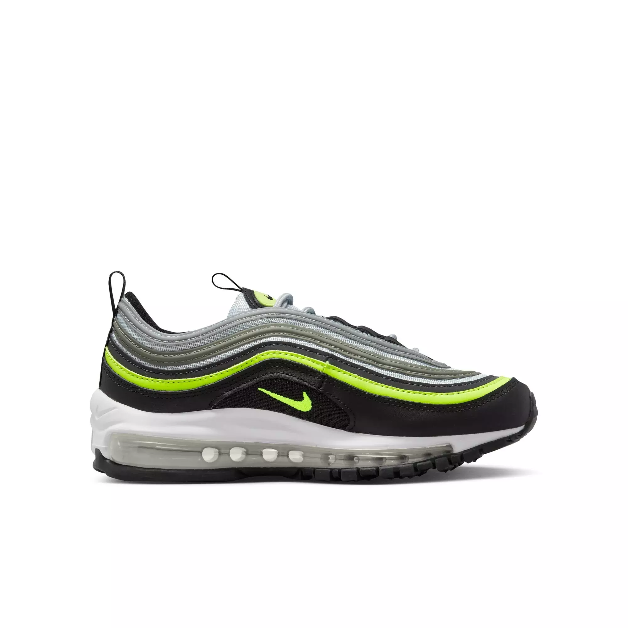 Nike Air Max 97 "Pure Platinum/Volt/Black/White" Grade School Boys' Shoe - BLACK/VOLT