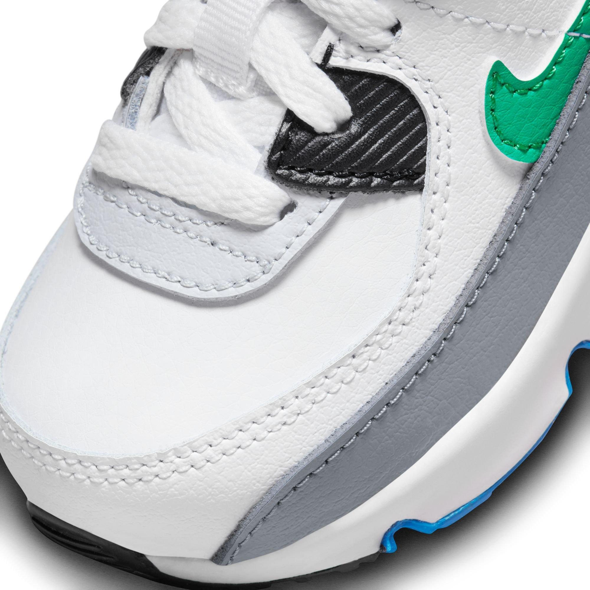 Nike Air Max 90 LTR "White/Stadium Green/Pure Platinum" Toddler Boys' Shoe - WHITE/SILVER Thumbnail View 7