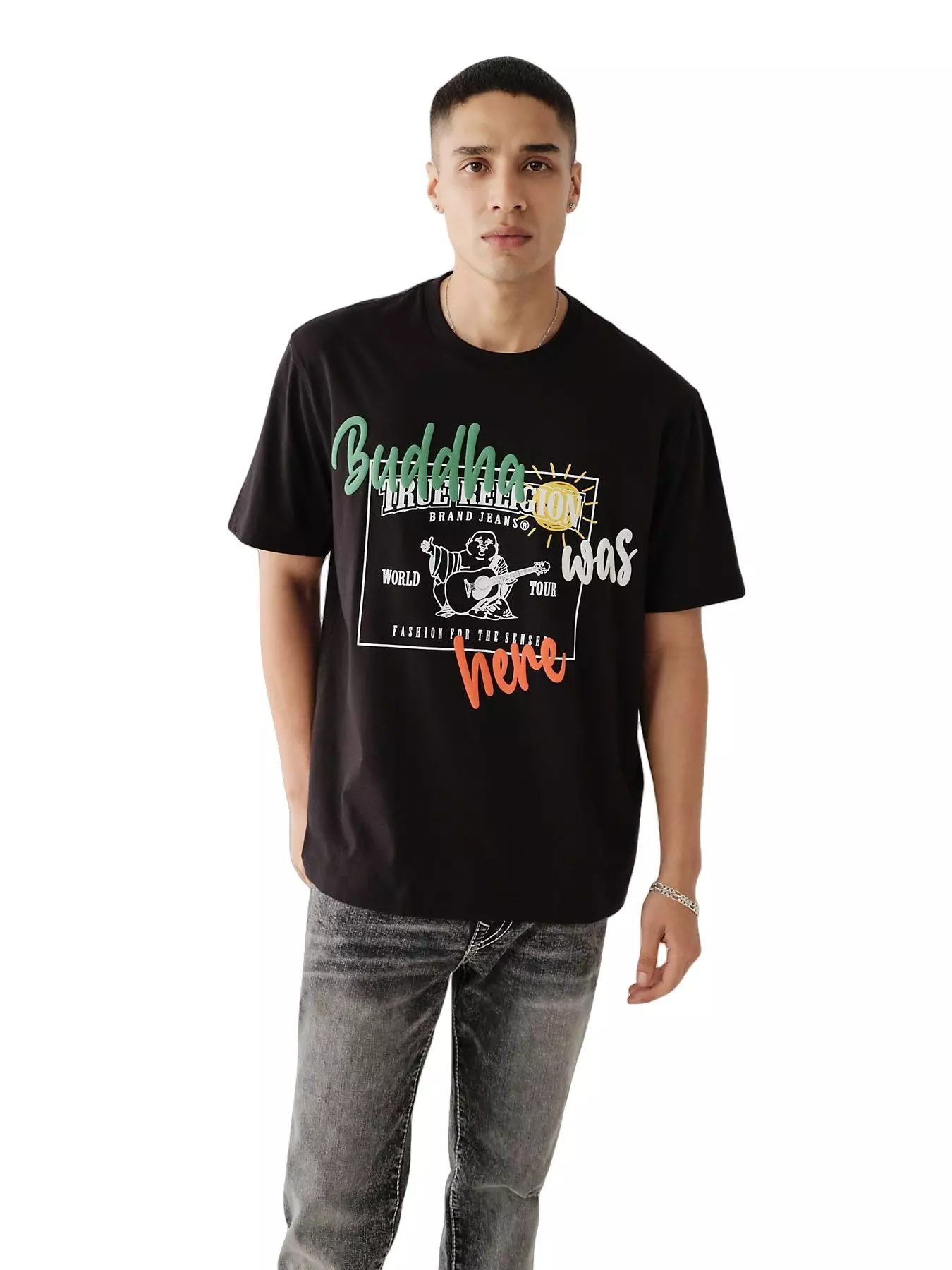 True Religion Men's Buddha Shirt - Black - BLACK