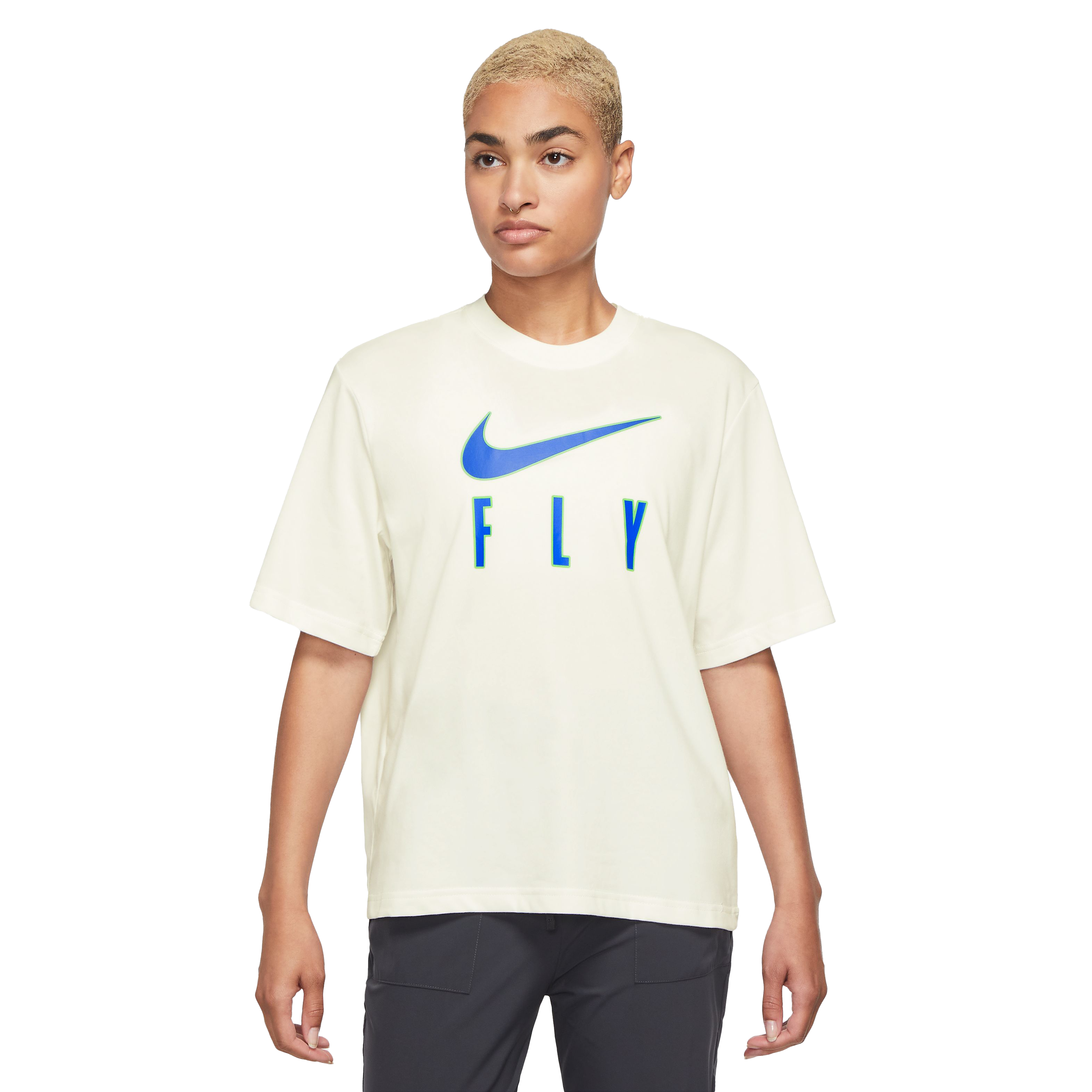 Nike Women's Dri-FIT Swoosh Fly Tee-White - WHITE Thumbnail View 1