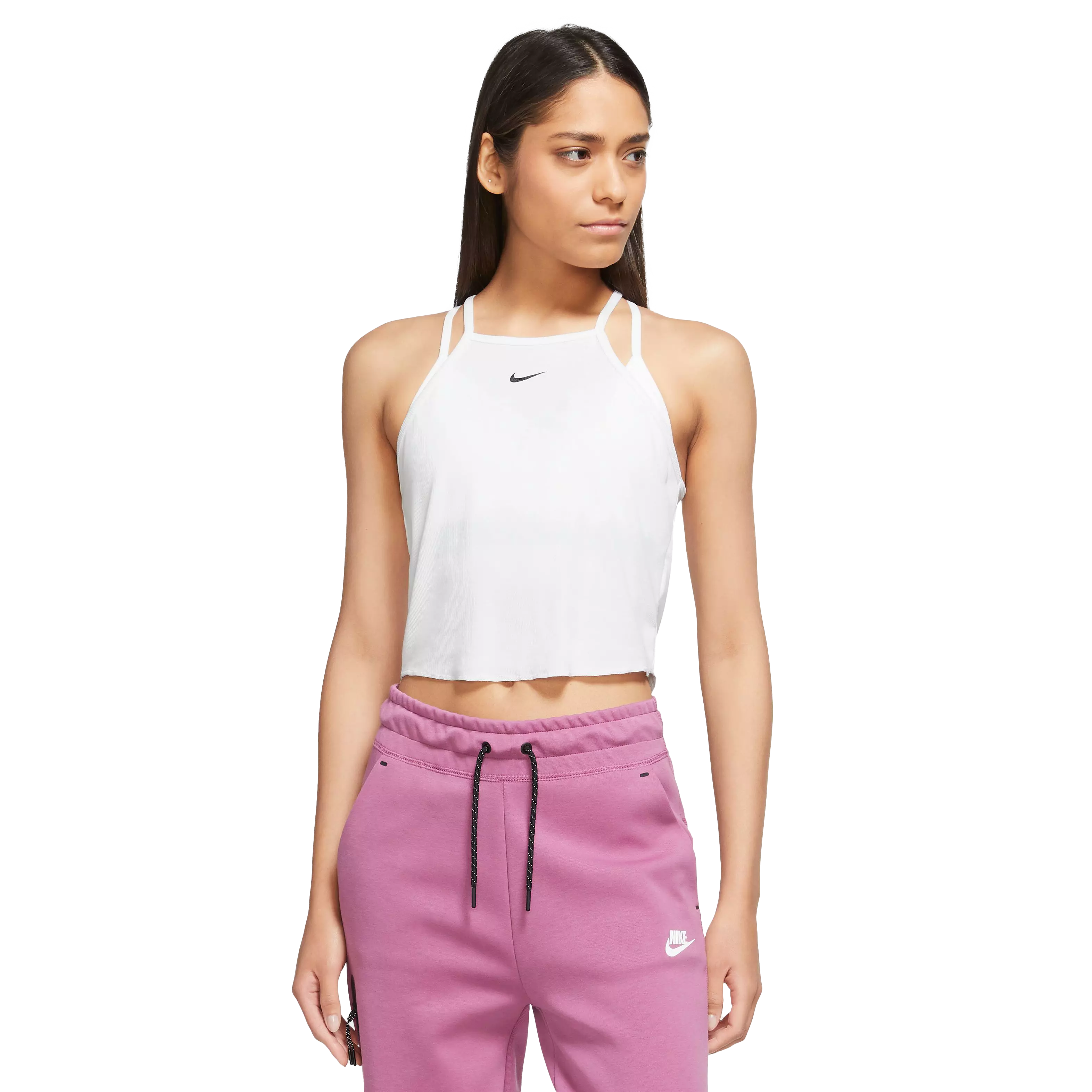 Nike Women's Sportswear Essentials Ribbed Cami Tank Top-White - WHITE