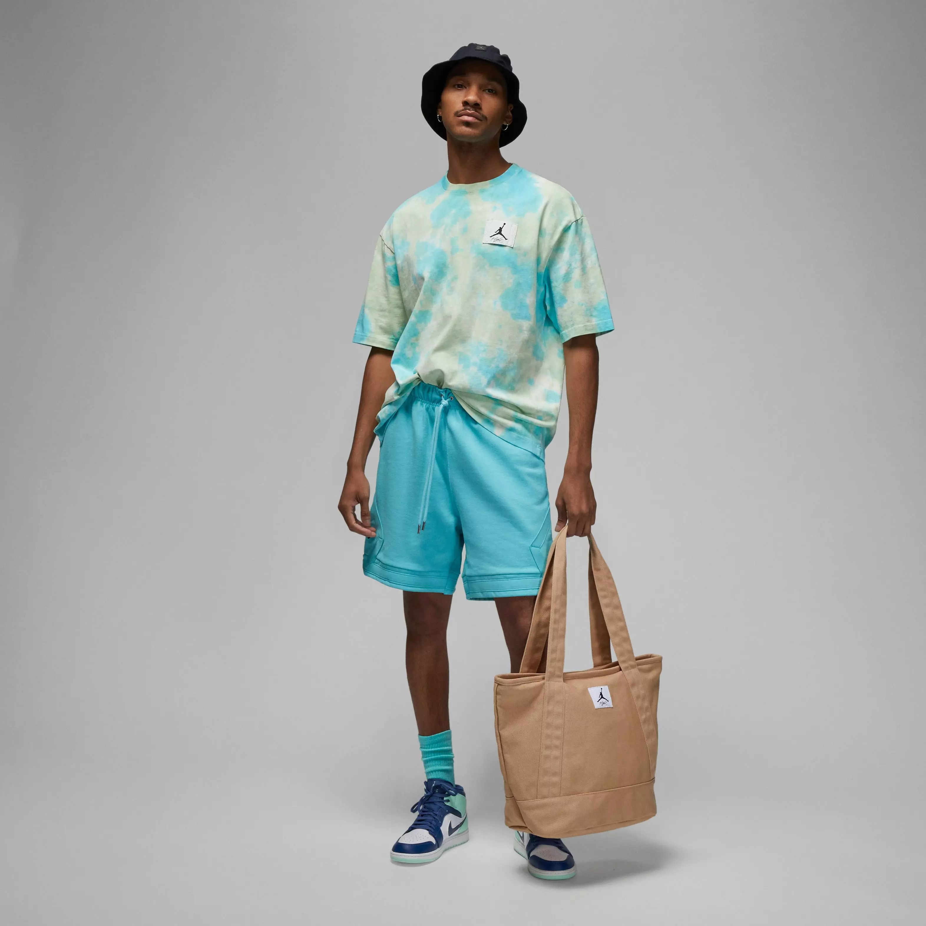 Jordan Men's Essentials Statement Oversized Tee-Blue/Green - BLUE/GREEN