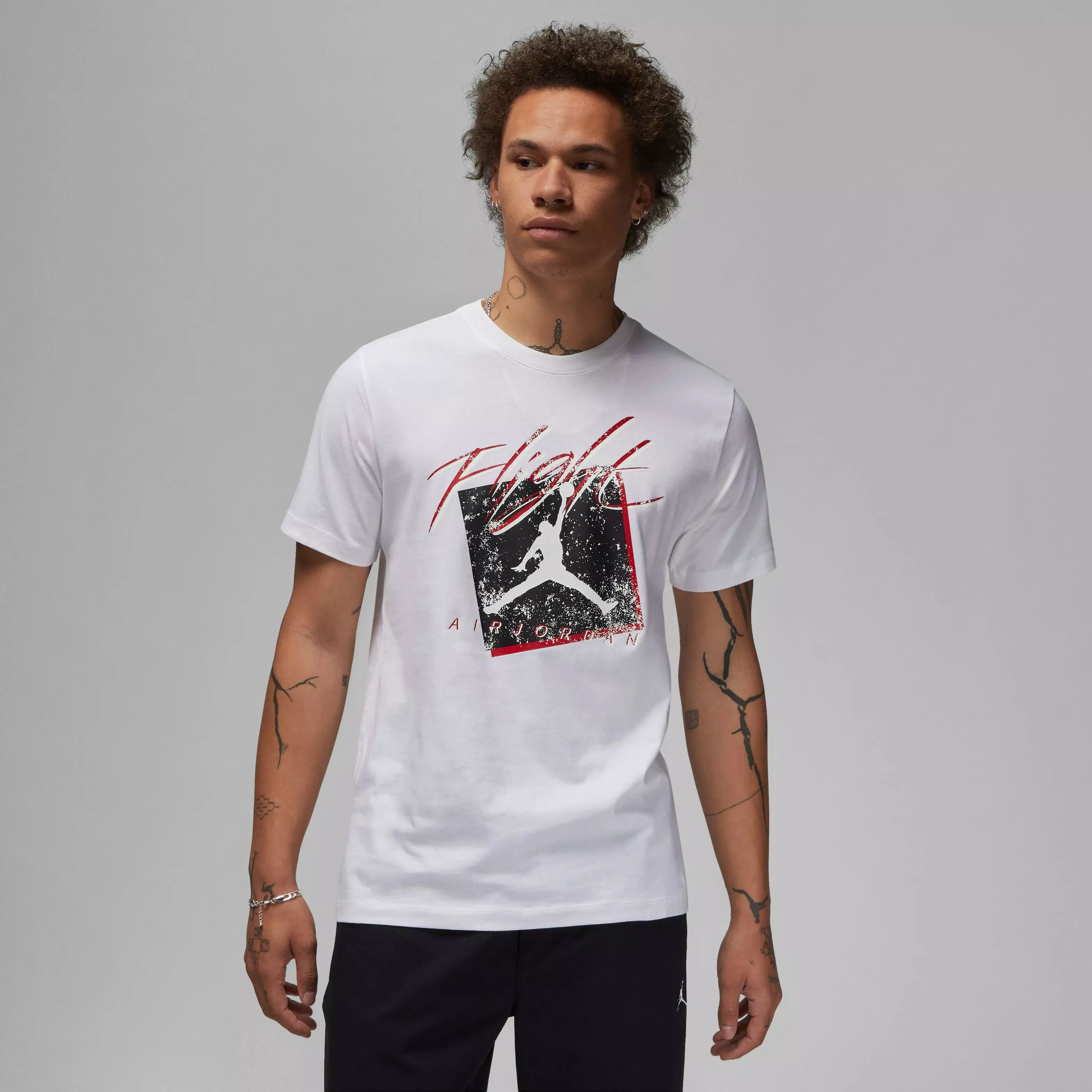 Jordan Men's Brand Crew Tee-White/Black - WHITE/BLACK