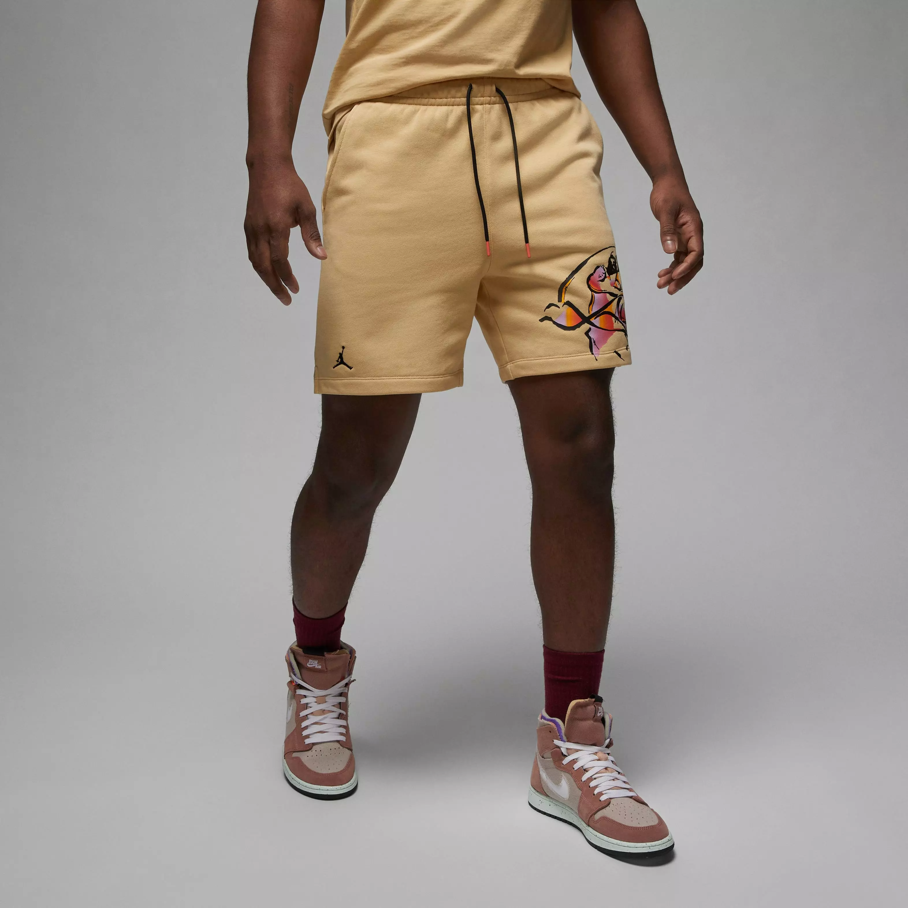 Jordan Men's Flight MVP Fleece Shorts-Tan - TAN