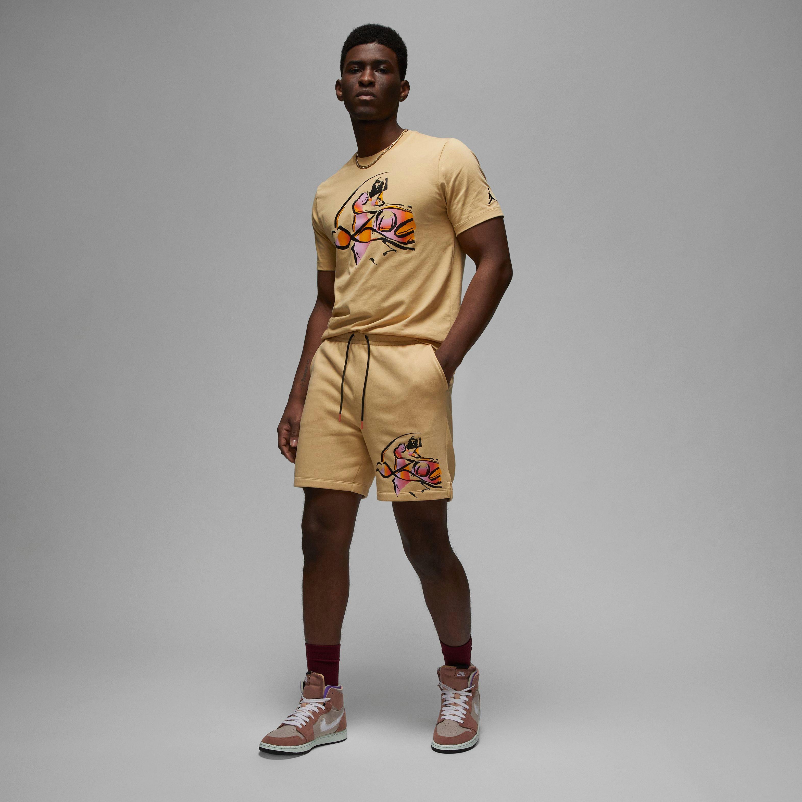 Jordan Men's Flight MVP Fleece Shorts-Tan - TAN Thumbnail View 8