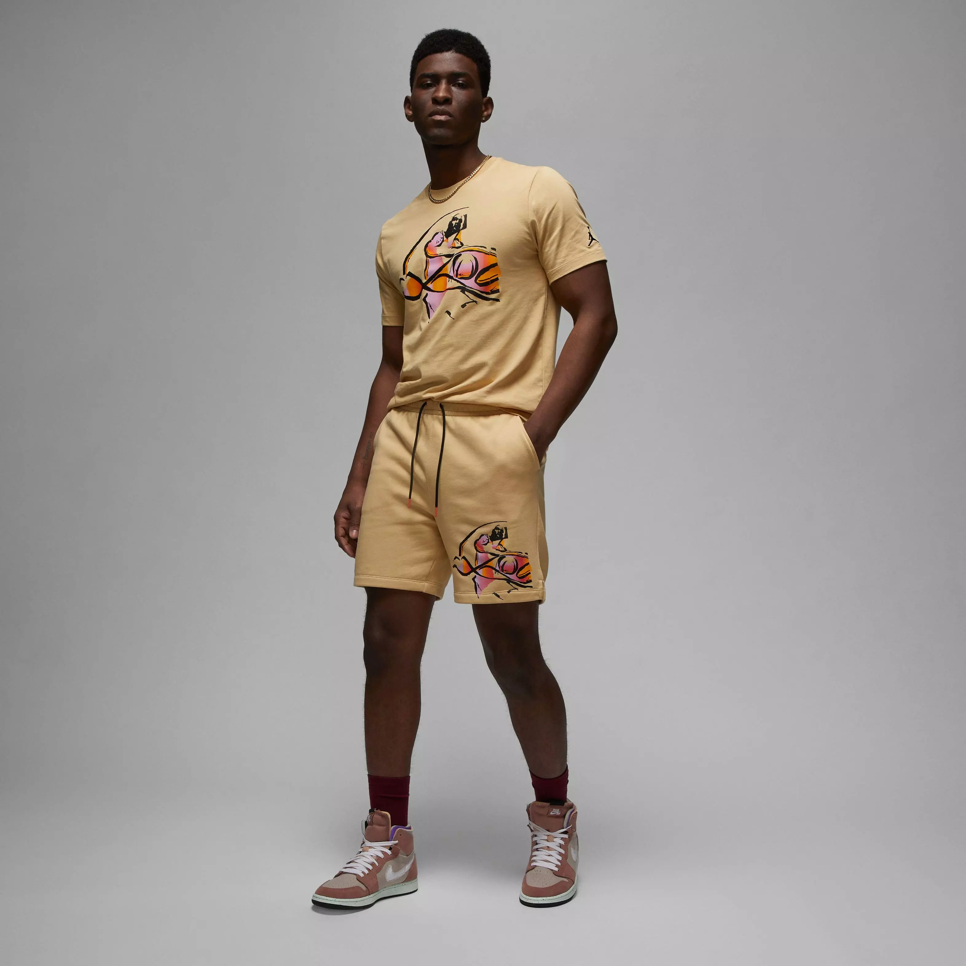 Jordan Men's Flight MVP Fleece Shorts-Tan - TAN