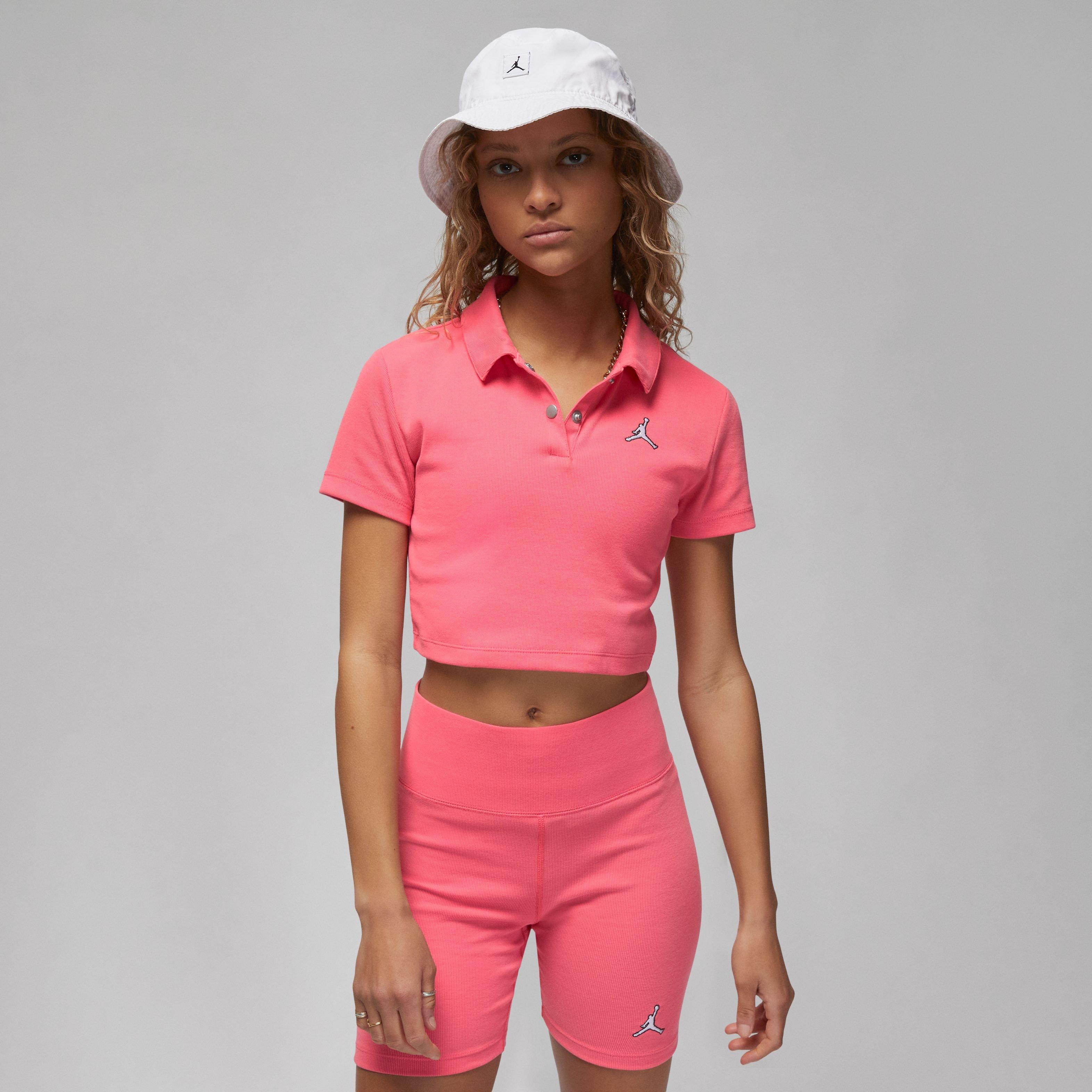 Jordan Women's Cropped Rib Polo-Pink - PINK Thumbnail View 2