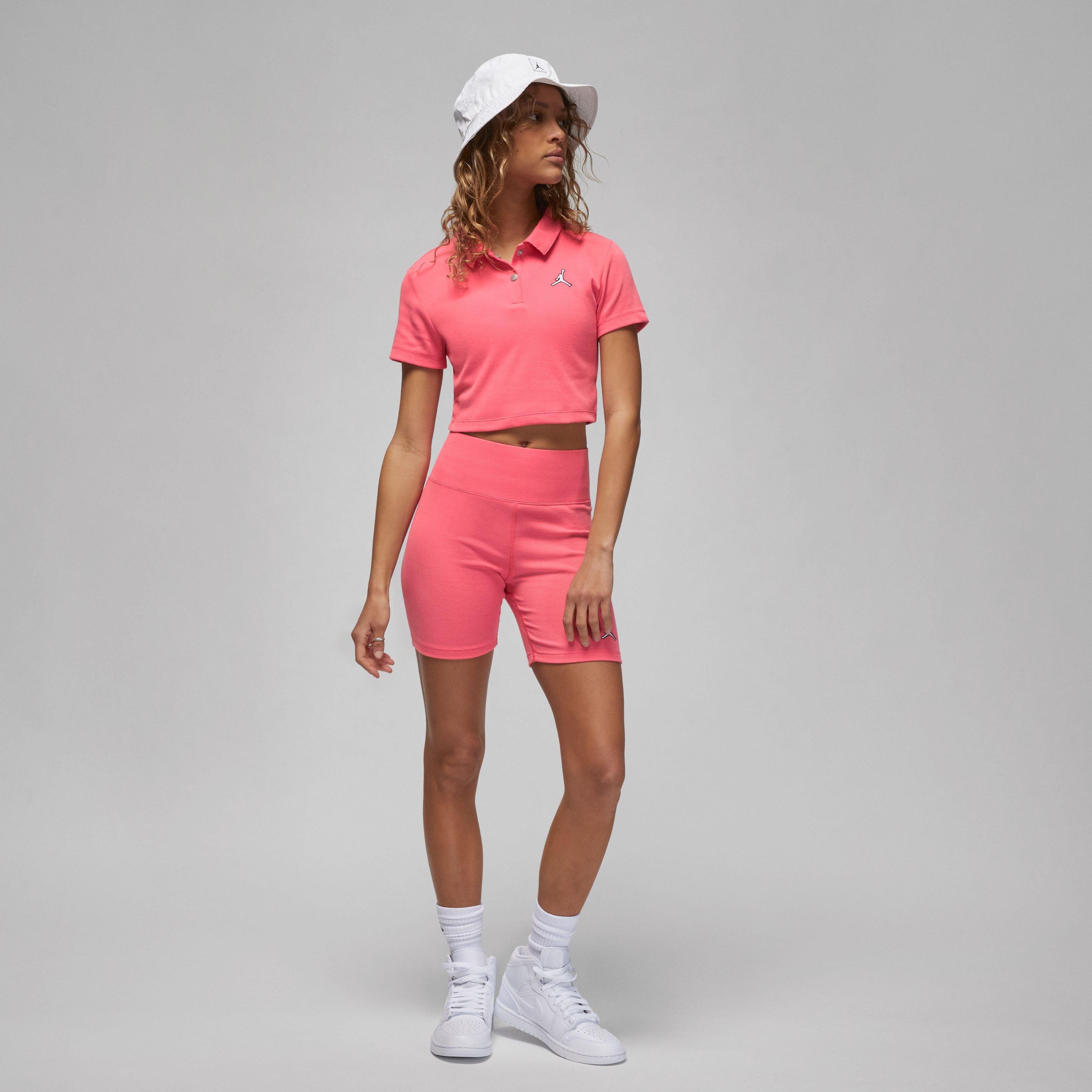 Jordan Women's Cropped Rib Polo-Pink - PINK Thumbnail View 4