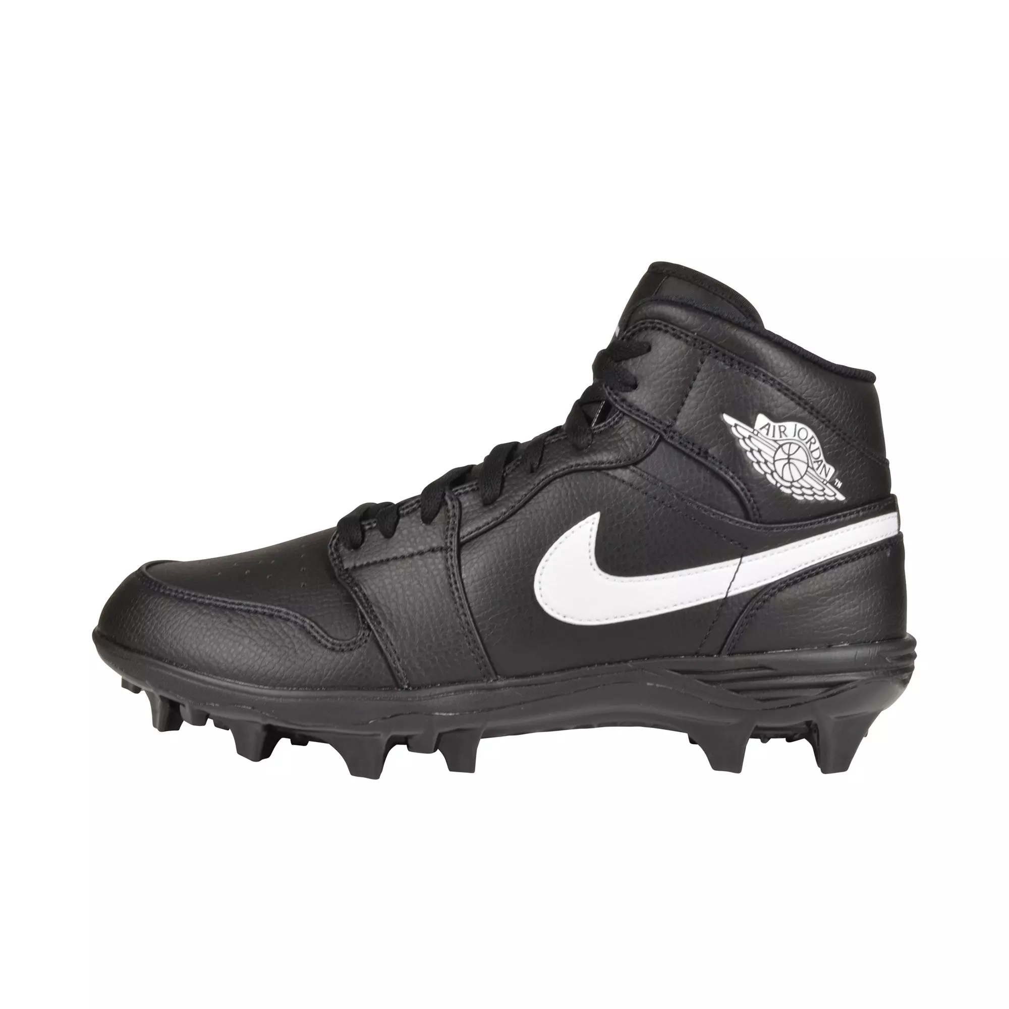 Jordan 1 Mid TD "Black/White" Men's Football Cleat - BLACK/WHITE