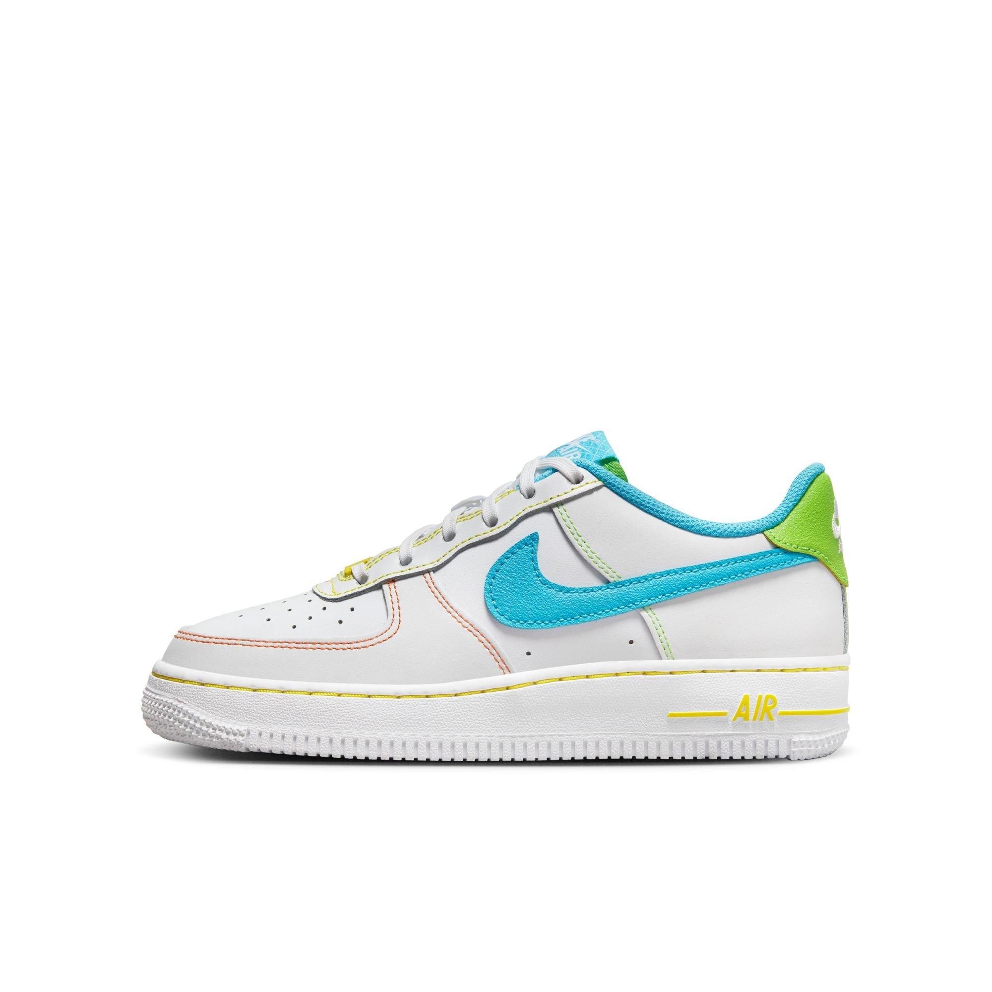 Nike Air Force 1 LV8 "White/Baltic Blue/Action Green" Grade School Kids' Shoe - WHITE/BLUE Thumbnail View 4