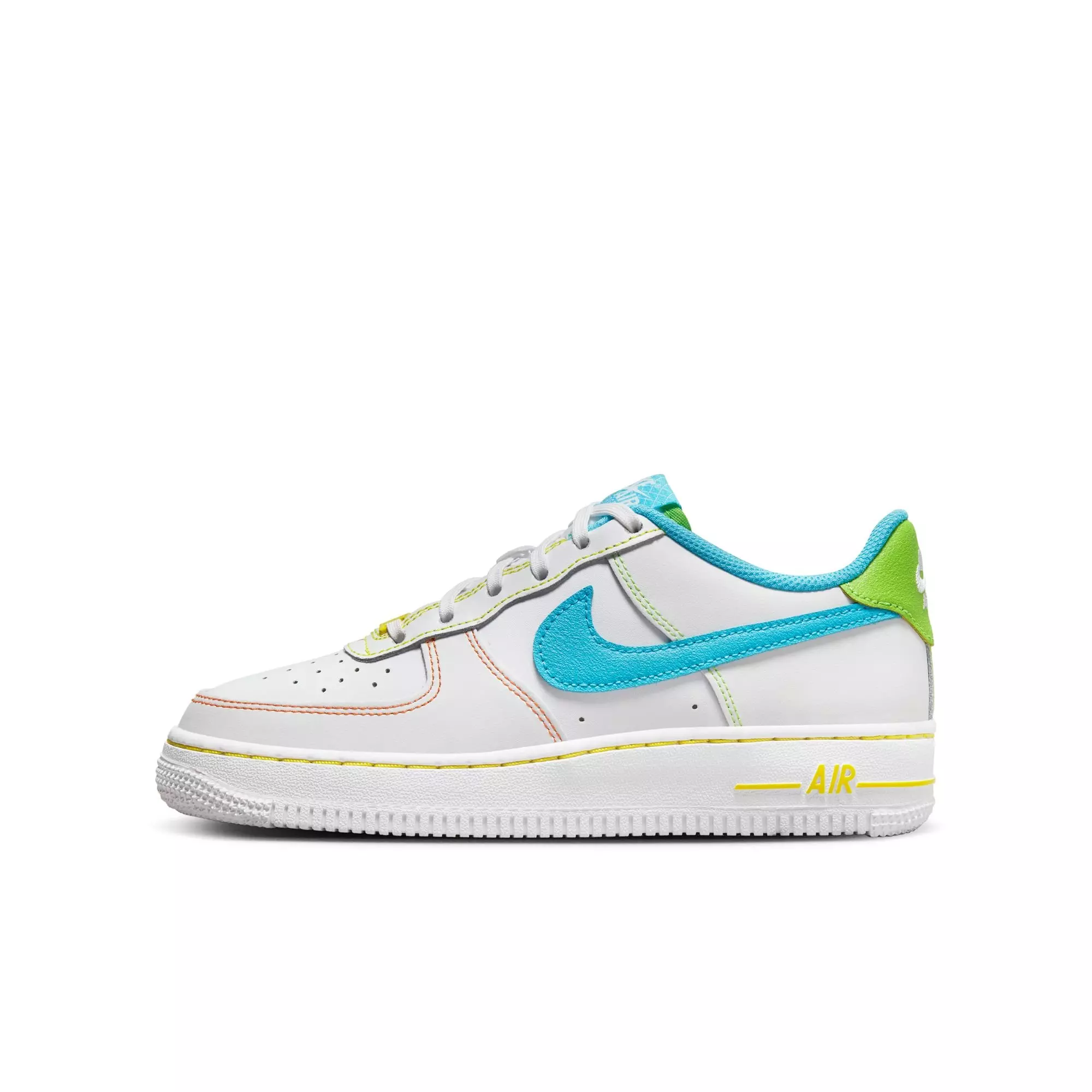 Nike Air Force 1 LV8 "White/Baltic Blue/Action Green" Grade School Kids' Shoe - WHITE/BLUE