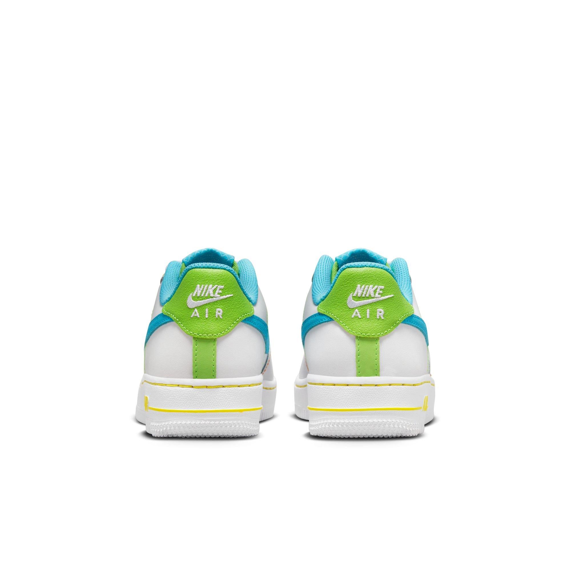 Nike Air Force 1 LV8 "White/Baltic Blue/Action Green" Grade School Kids' Shoe - WHITE/BLUE Thumbnail View 7