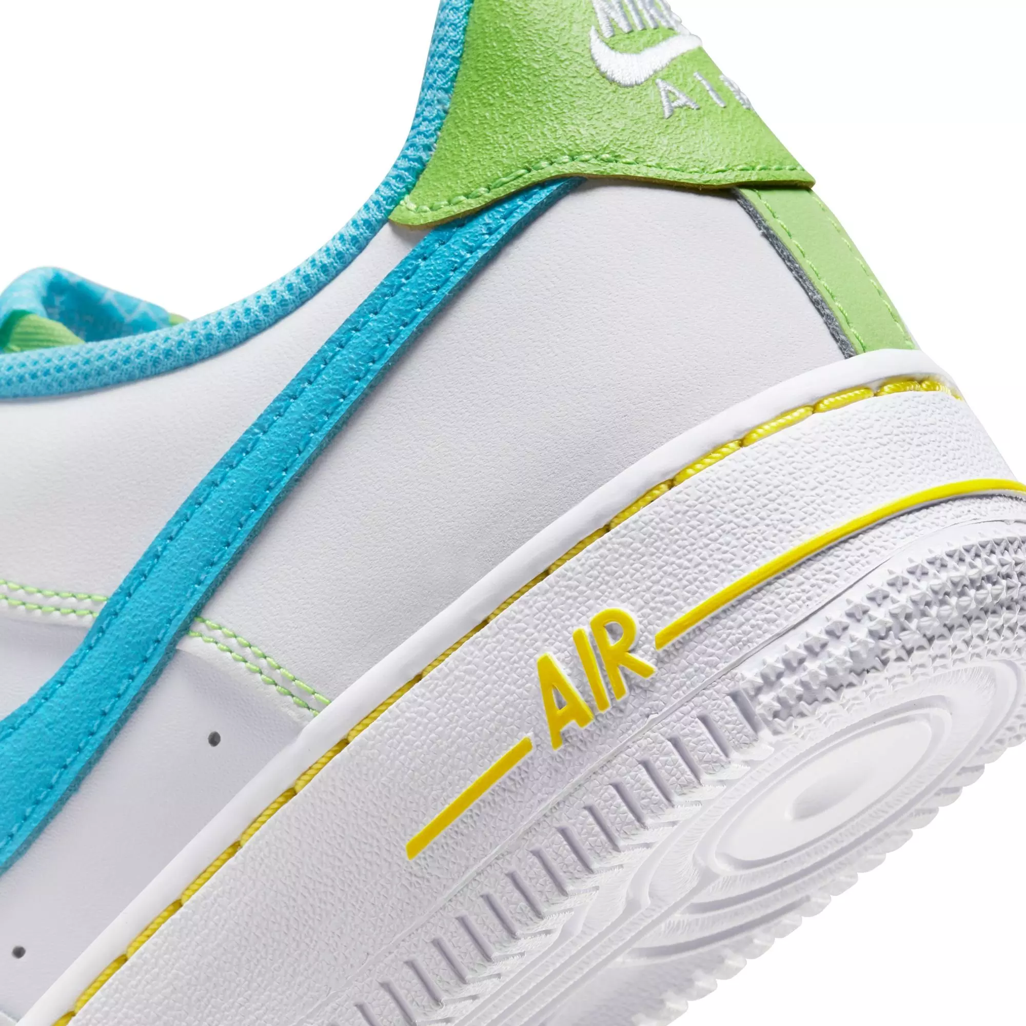 Nike Air Force 1 LV8 "White/Baltic Blue/Action Green" Grade School Kids' Shoe - WHITE/BLUE