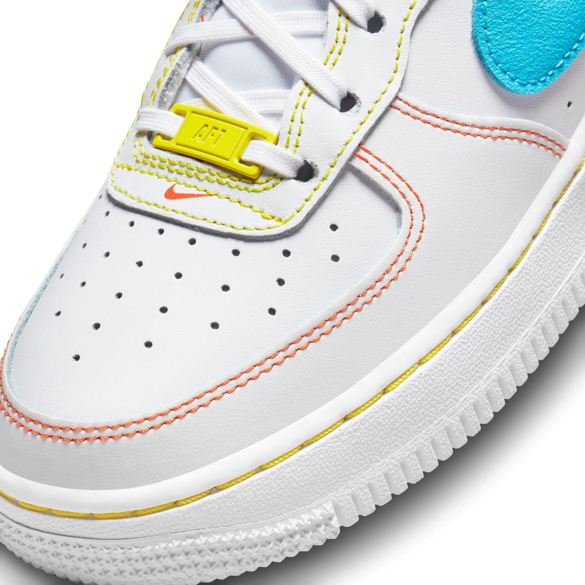 Nike Air Force 1 LV8 "White/Baltic Blue/Action Green" Grade School Kids' Shoe - WHITE/BLUE Thumbnail View 9