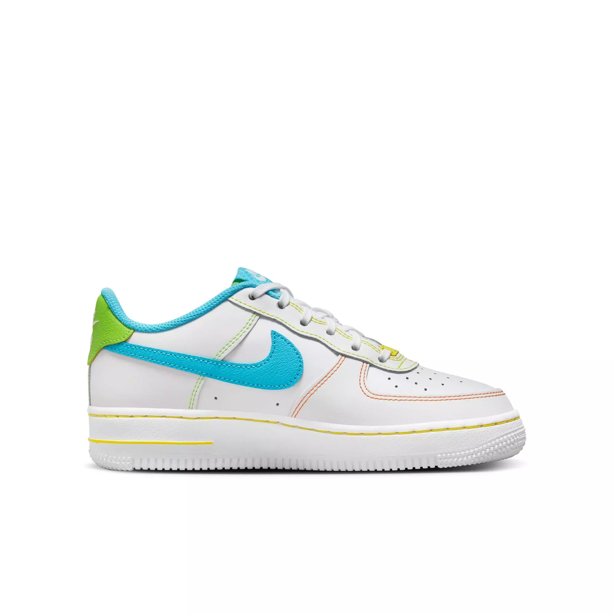 Nike Air Force 1 LV8 "White/Baltic Blue/Action Green" Grade School Kids' Shoe - WHITE/BLUE