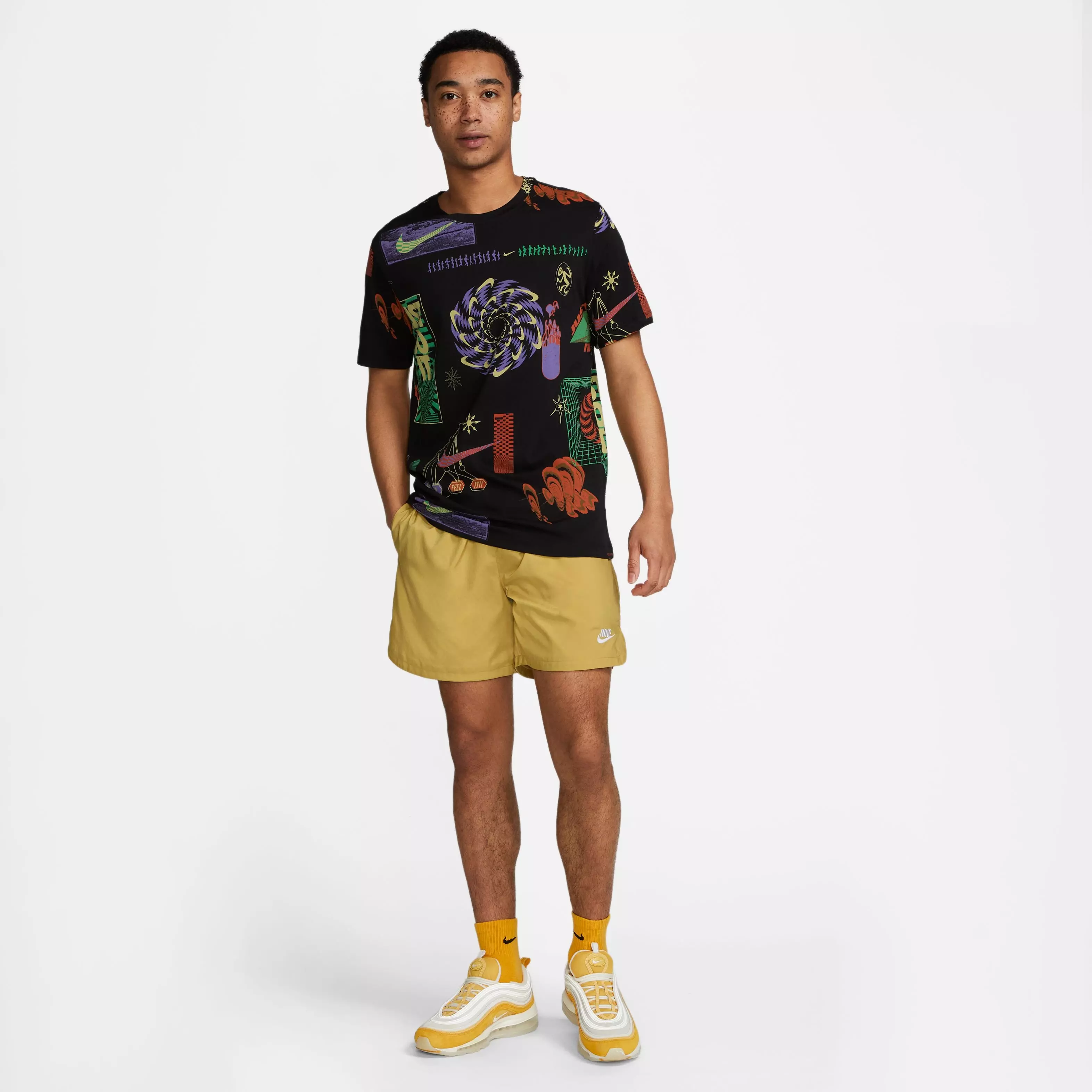 Nike Men's Sportswear Festival All Over Print Tee-Black - BLACK